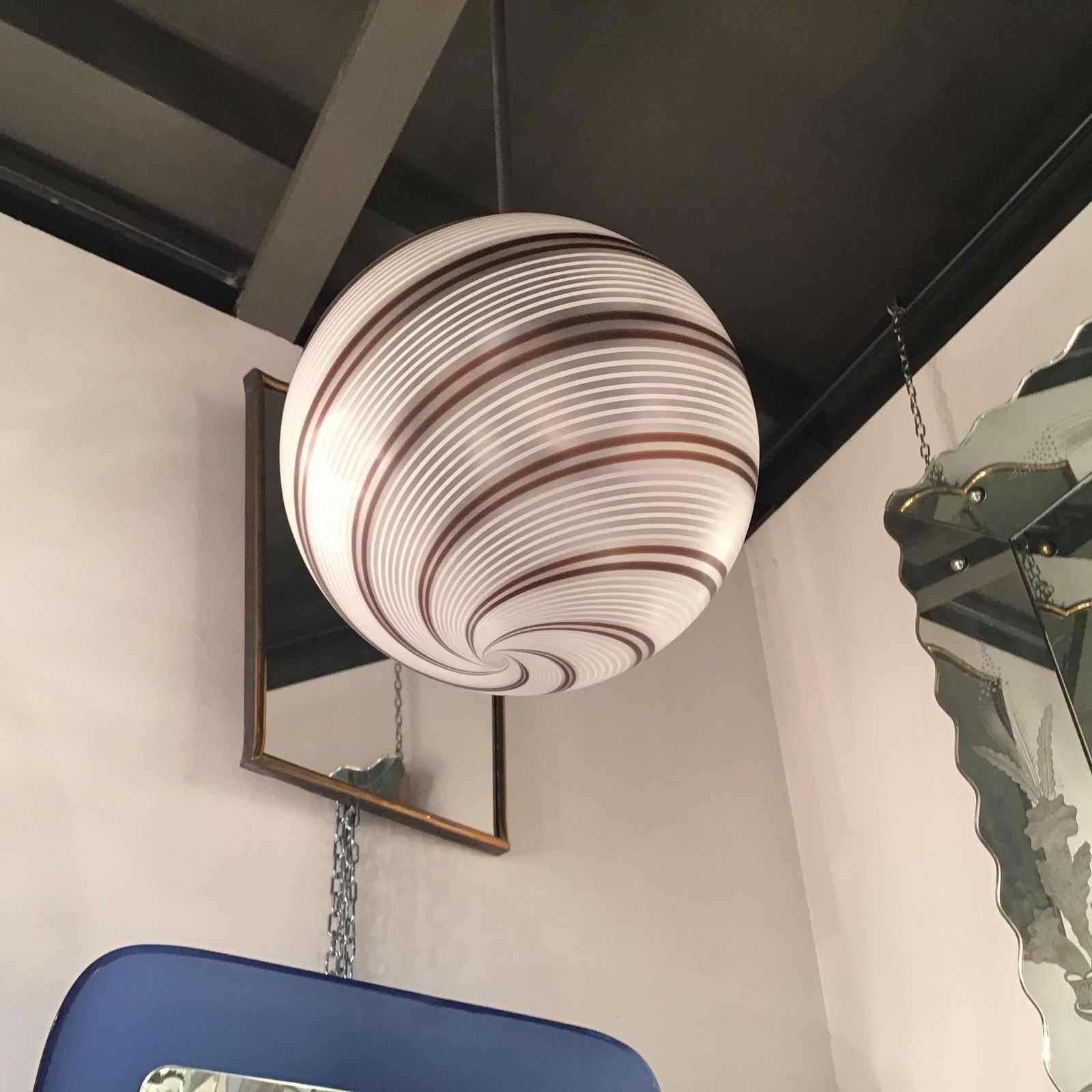 3353.0 Venini Chandelier Glass Metal Crome 1950 Italy photo