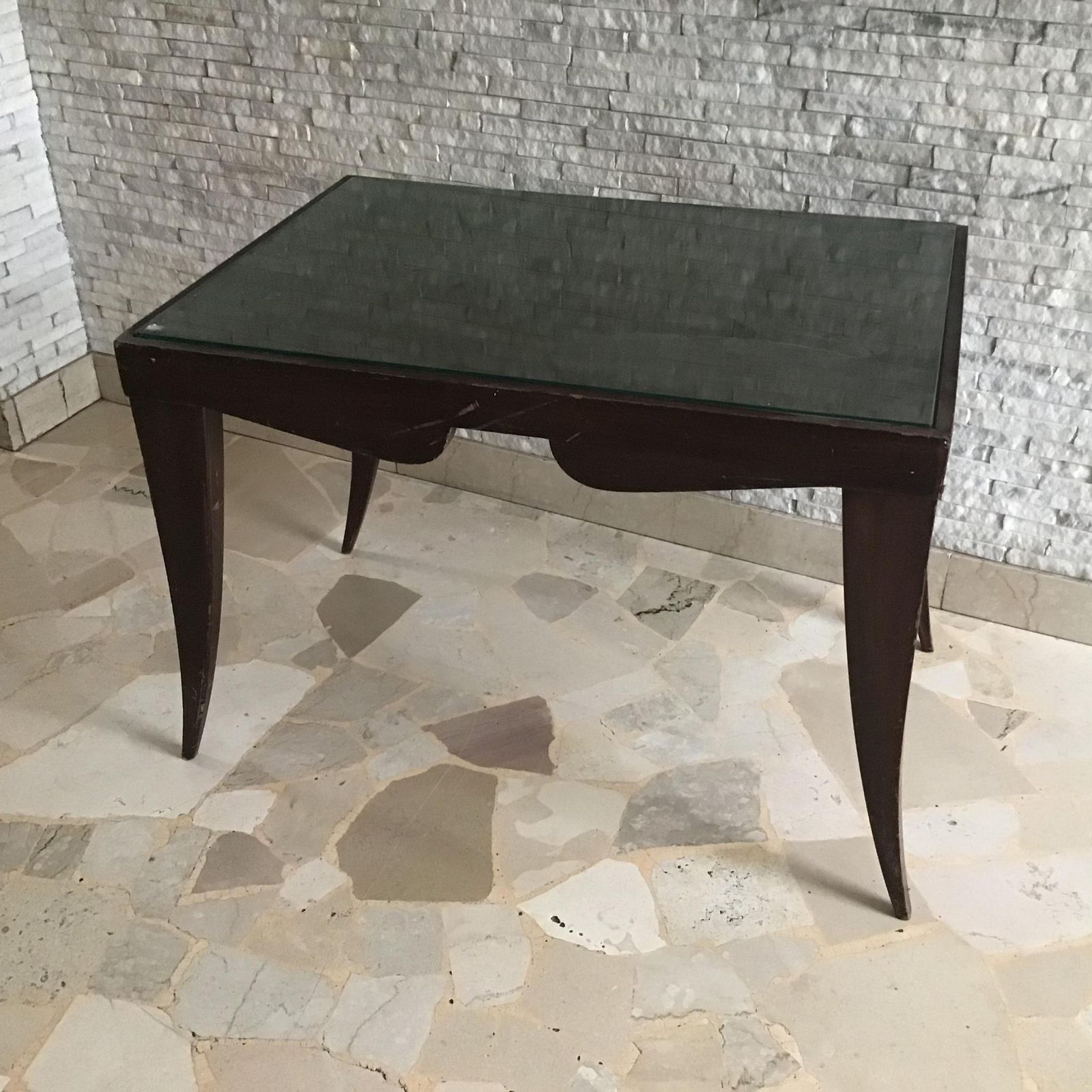 2911.0 Osvaldo Borsani  Coffee ' Table. Wood Glass 1950 Italy photo