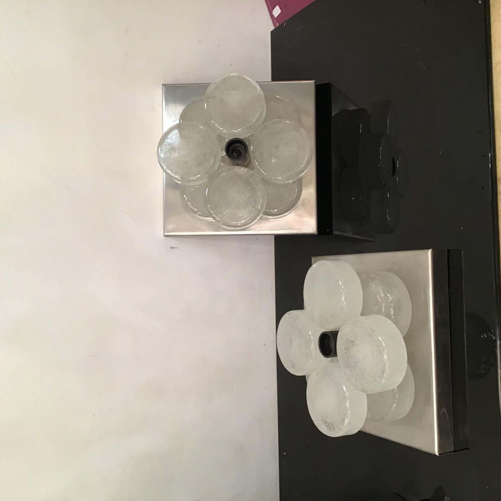 Albano Poli Sconces Murano Glass Metal Crome 1960 Italy photo furniture