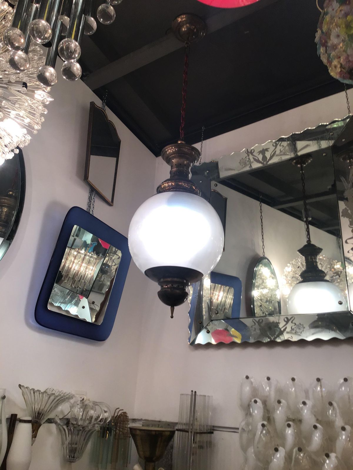 Lighting Luigi Caccia Dominioni “Azucena “ Chandelier Glass Brass 1955 Italy photo