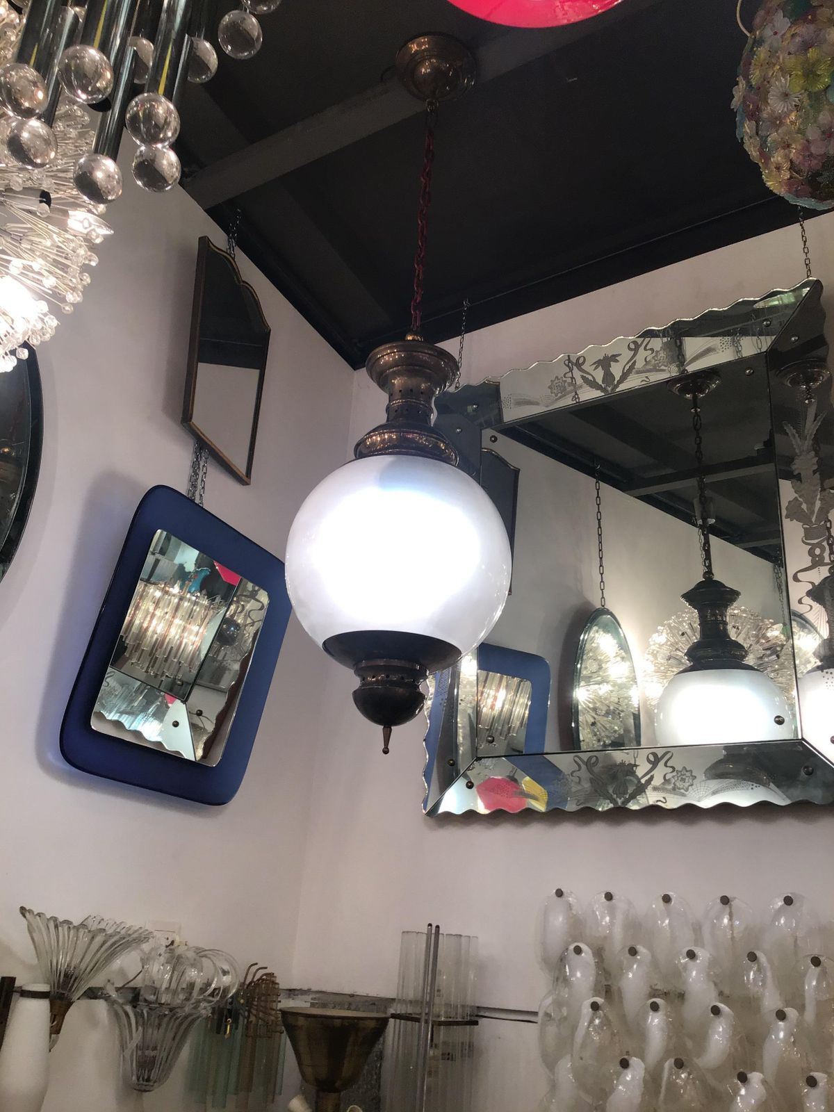 3379.0 Luigi Caccia Dominioni “Azucena “ Chandelier Glass Brass 1955 Italy photo