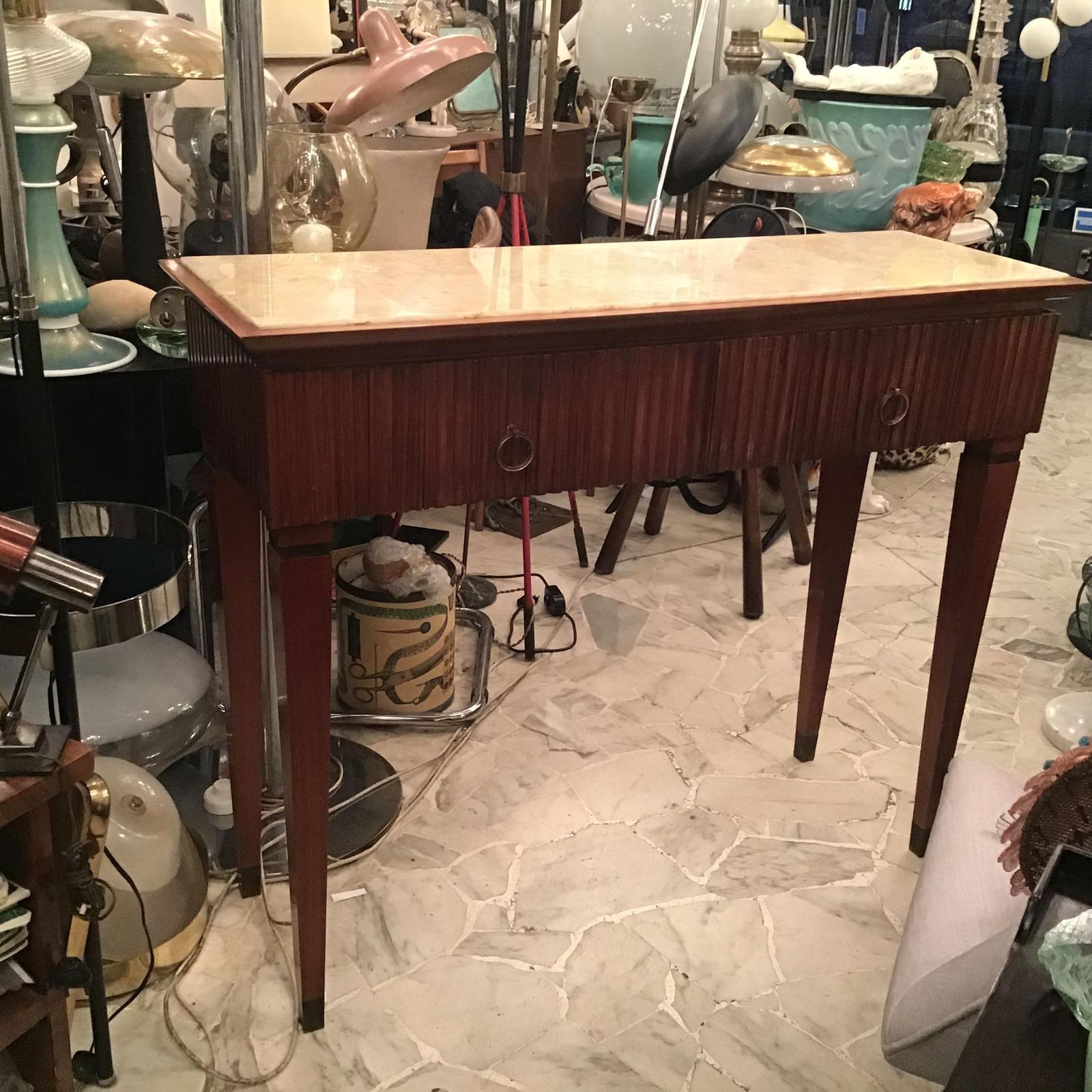 Paolo Buffa Console Brass Wood Marbre 1940 Italy photo buy