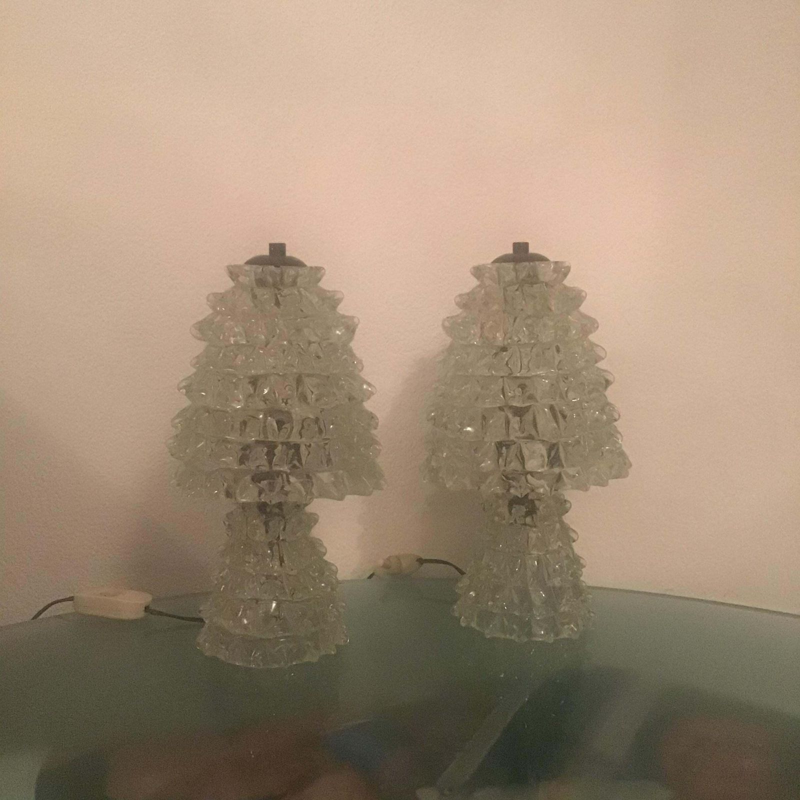Barovier E Toso  Pair Of "Rostrate" Table Lamps Murano Glass 1940 Italy photo furniture