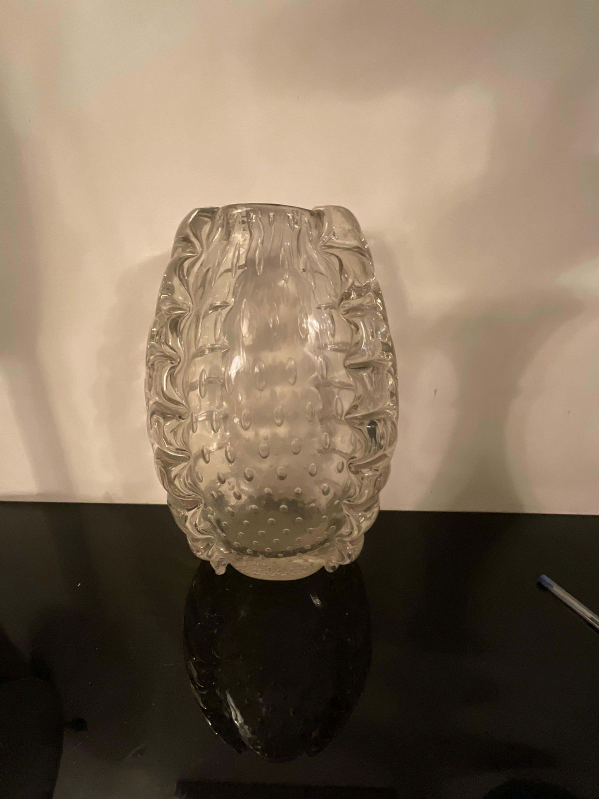 Barovier&Toso   Vaso In Pesante Vetro Di Murano Con Bolle D’aria Anni 40. photo furniture