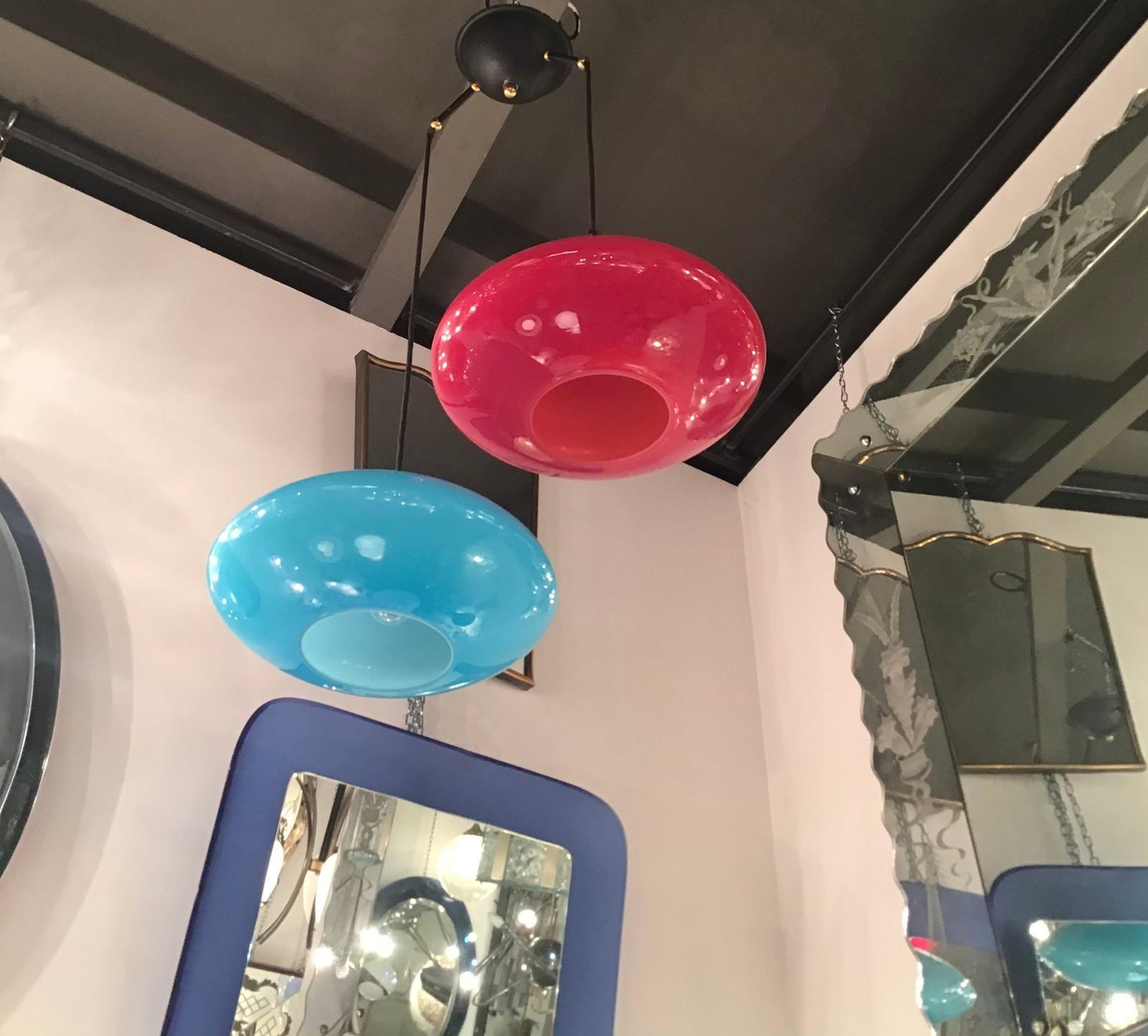 Vistosi Lampadario Murano Glass Ottone 1955 Italy photo for sale