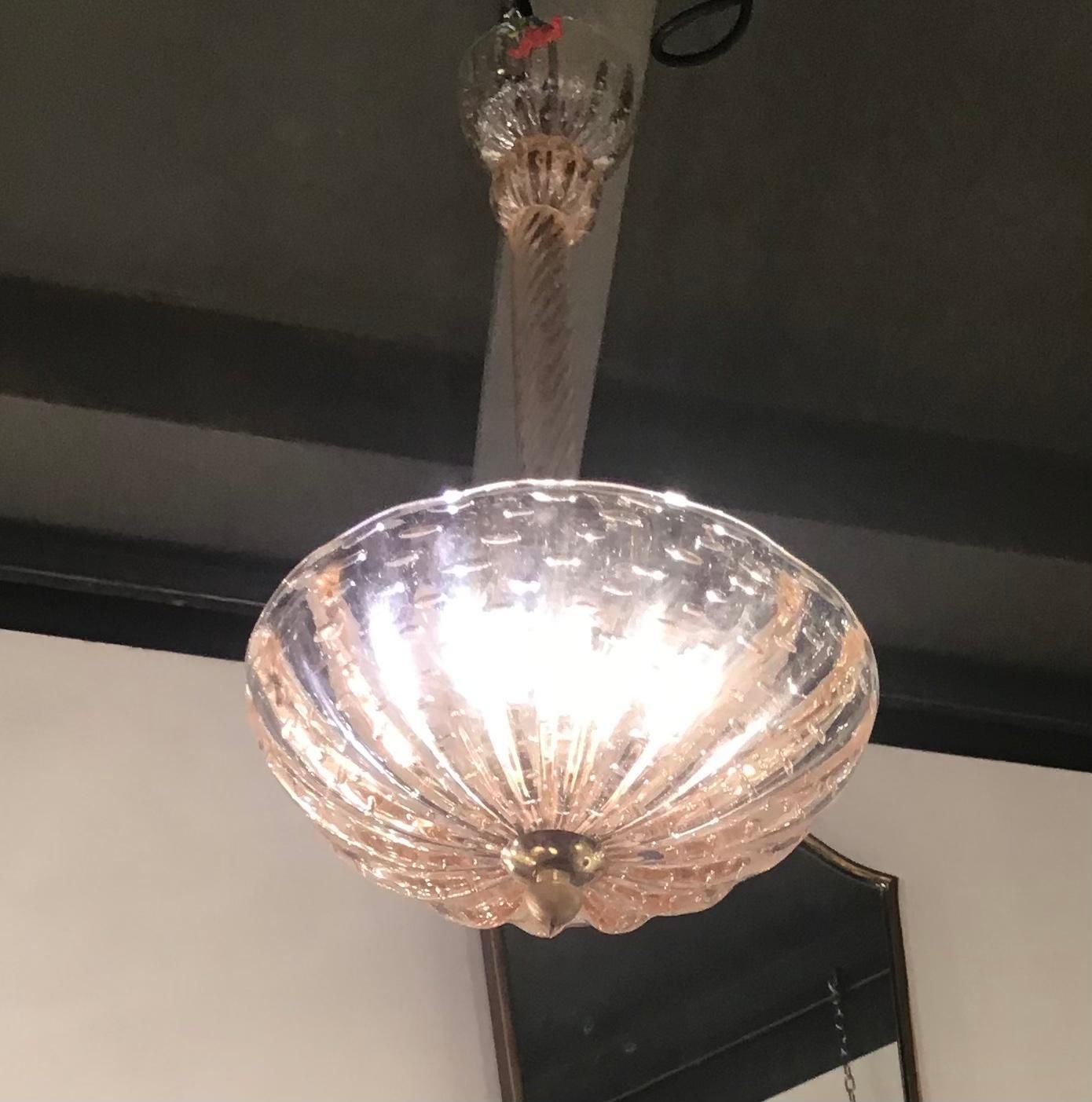 photo vinterior Barovier And Toso Pink Brass Glass Chandelier From 1940 Italy
