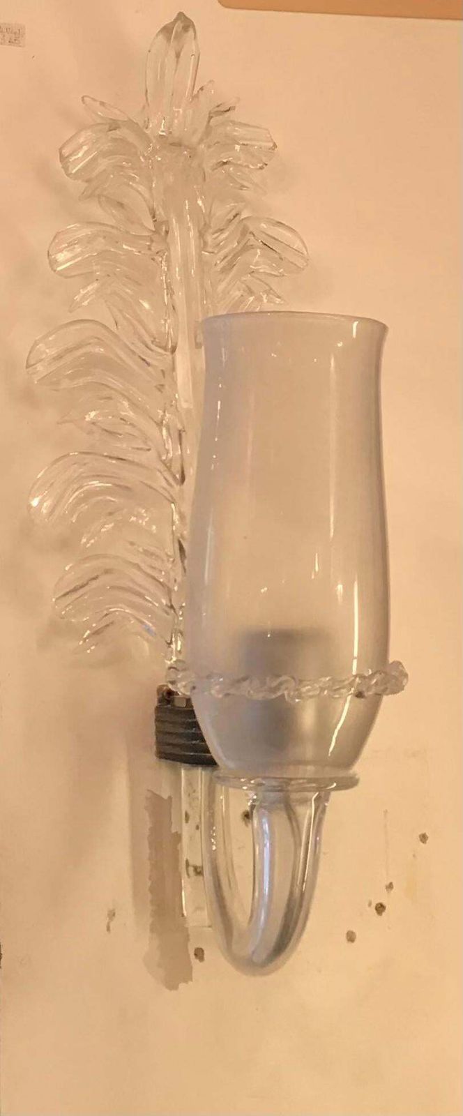 Seguso Vetri D'arte Appliques Murano Glass Metal Crome 1950 Italy photo Lighting