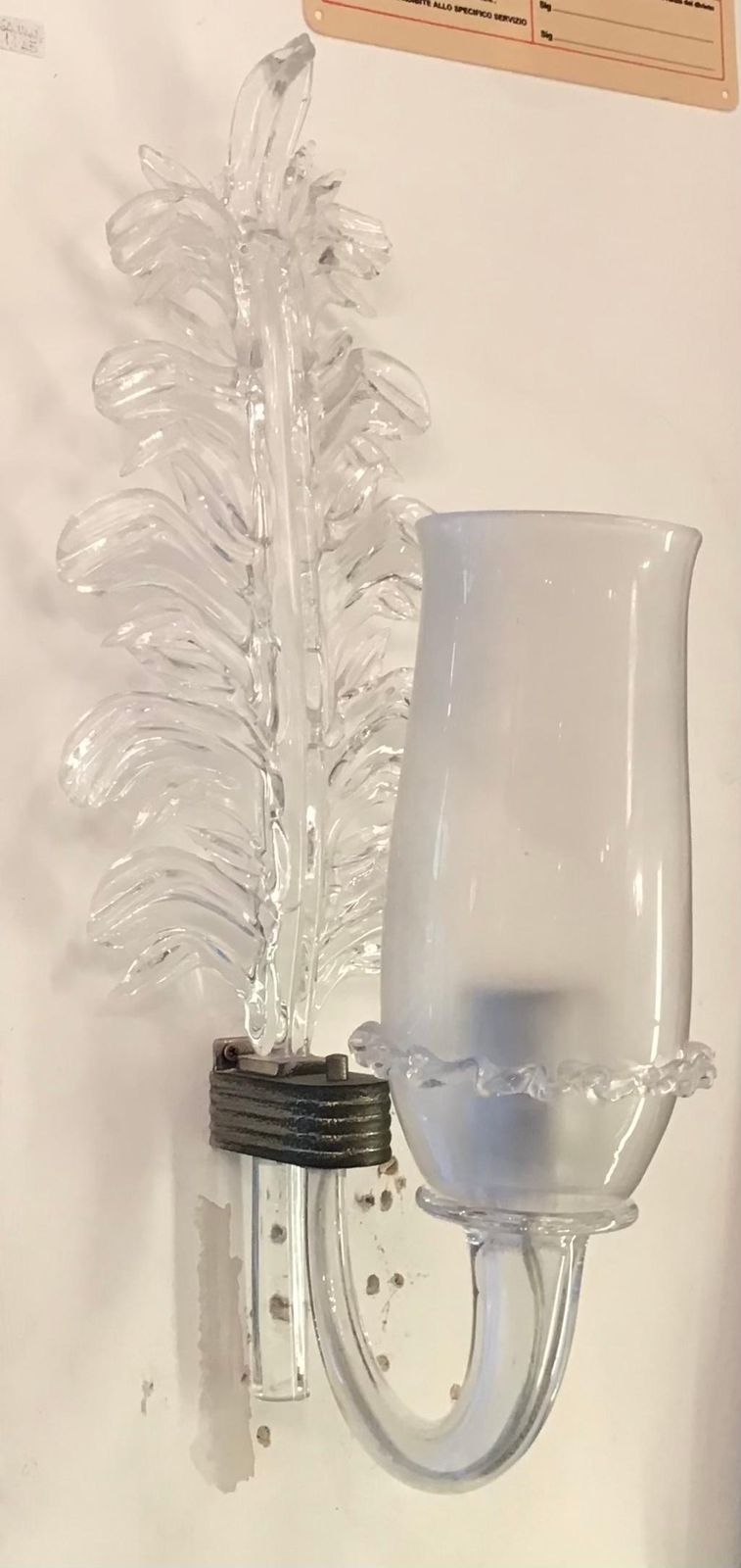 Seguso Vetri D'arte Appliques Murano Glass Metal Crome 1950 Italy photo vinterior