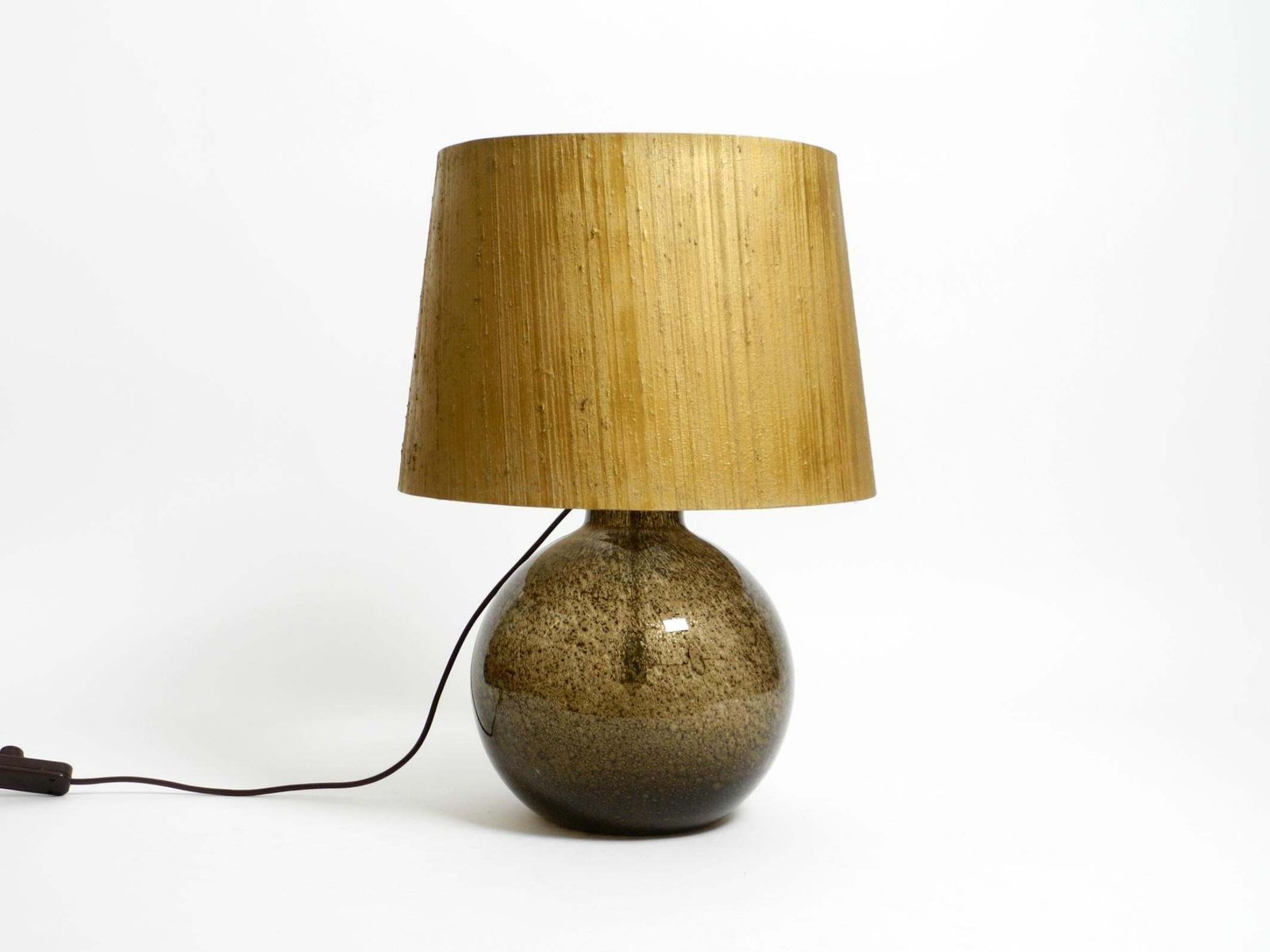 70s Putzler Table Lamp With Illuminated Glass Body And Shade Made Of Dupion Silk photo furniture