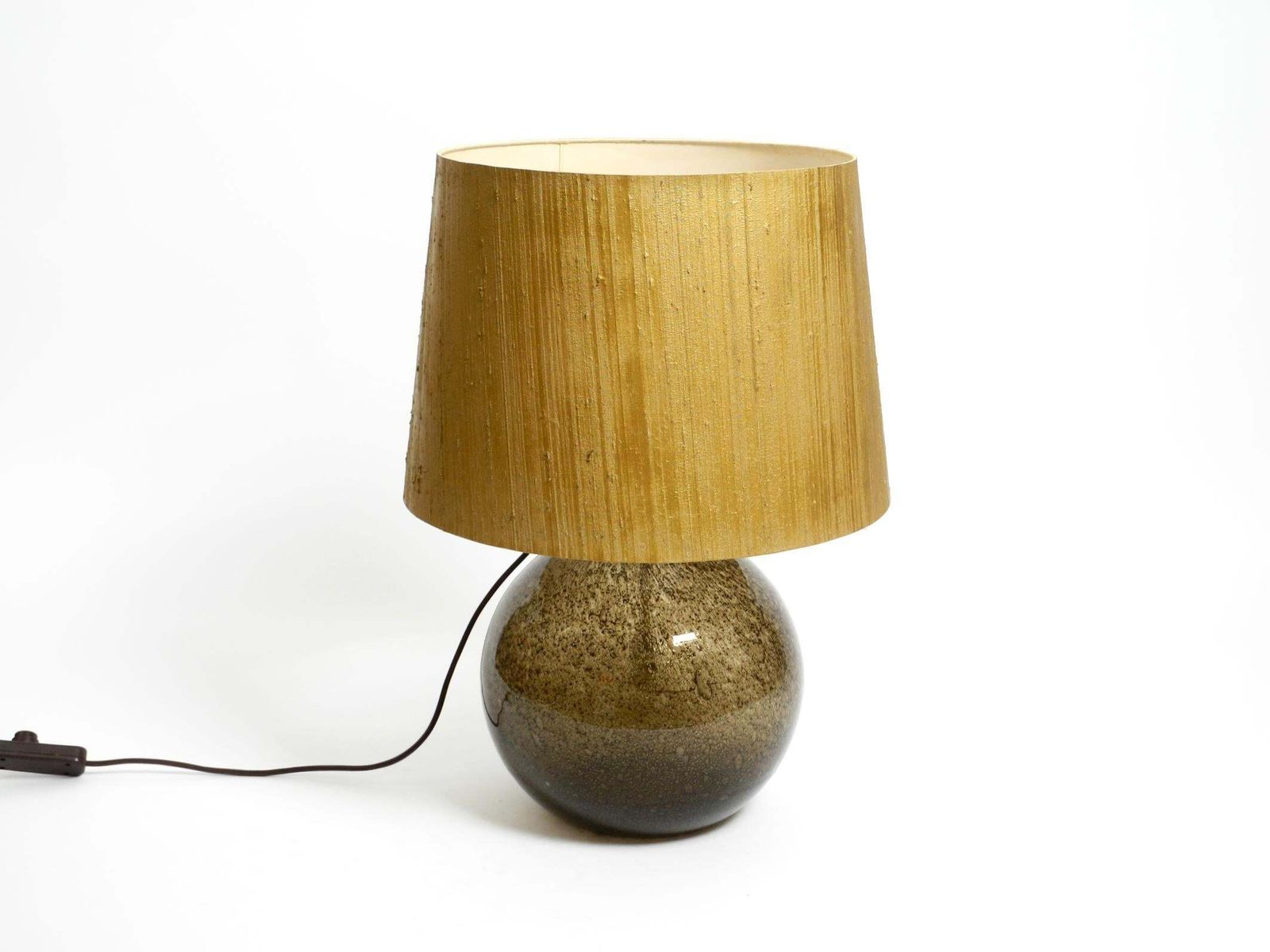 70s Putzler Table Lamp With Illuminated Glass Body And Shade Made Of Dupion Silk photo for sale