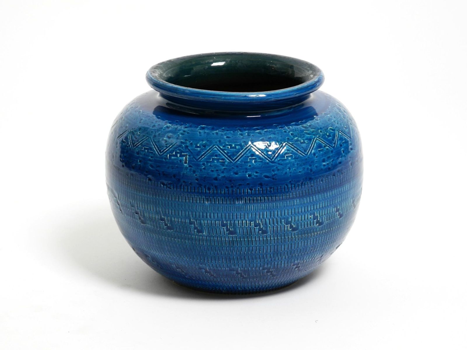 Beautiful 1960s Rimini Blu Ceramic Vase By Aldo Londi For Bitossi Italy photo furniture