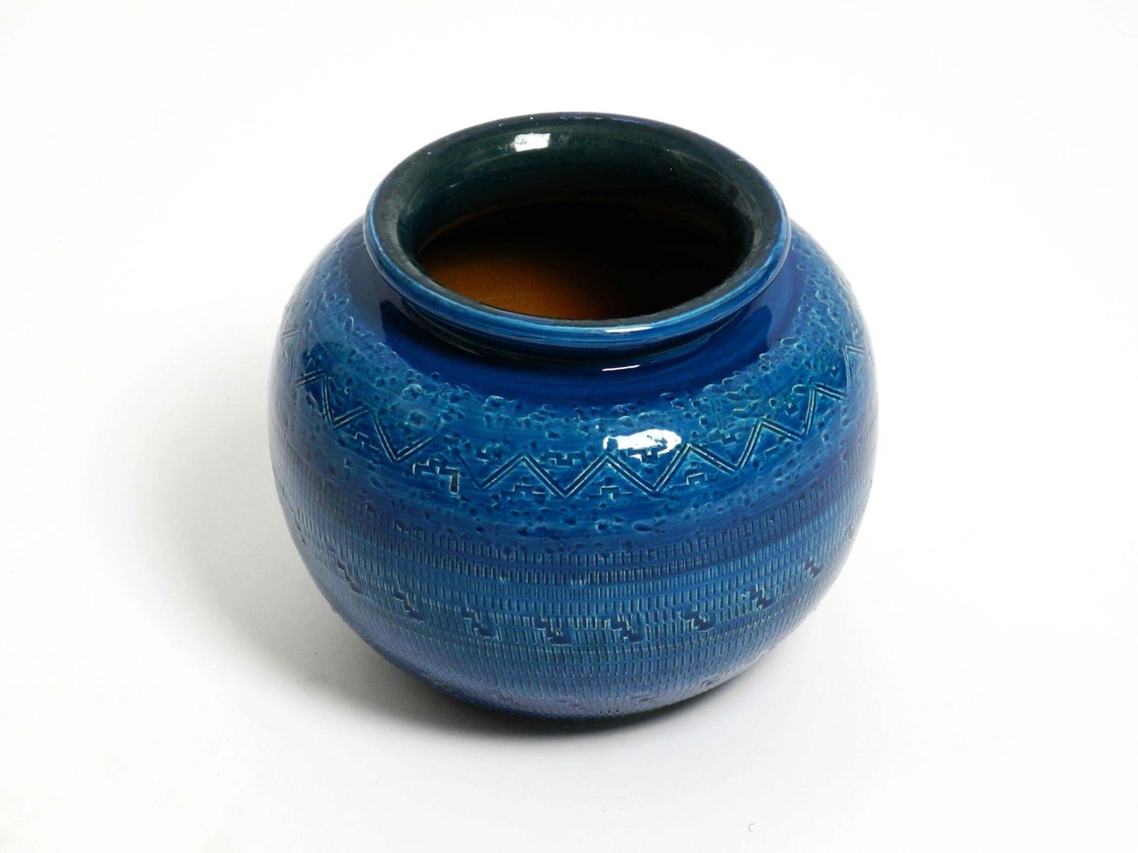 Beautiful 1960s Rimini Blu Ceramic Vase By Aldo Londi For Bitossi Italy photo for sale