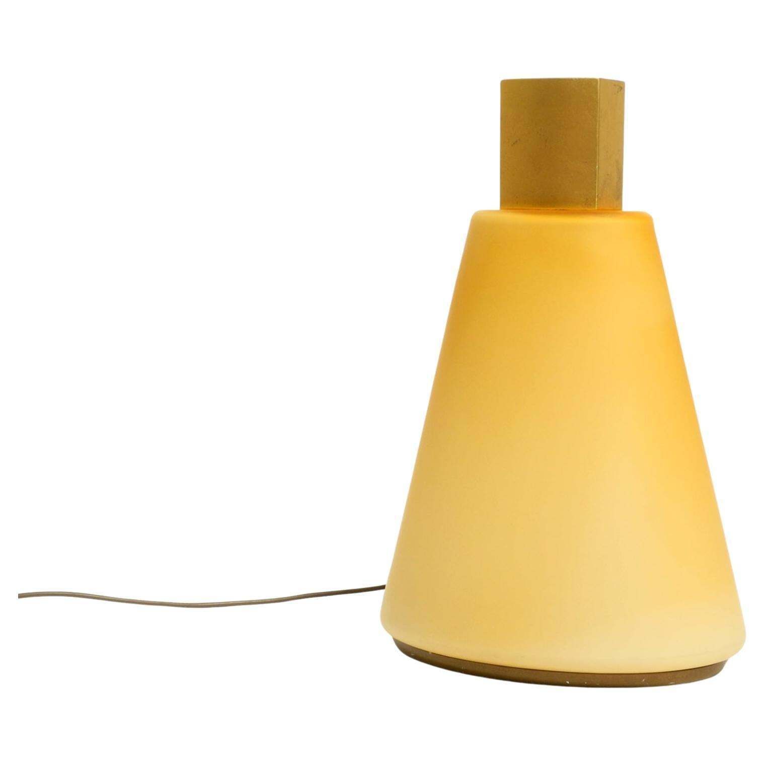 Large Original 90s Postmodern Floor Or Table Lamp Made Of Apricot Flashed Glass