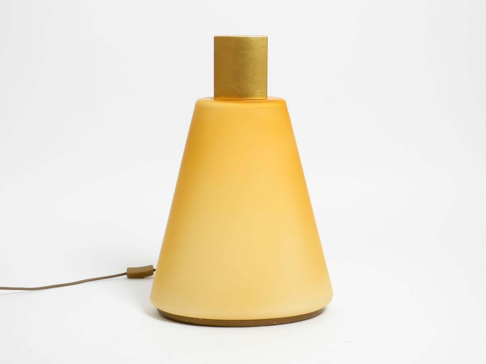 Large Original 90s Postmodern Floor Or Table Lamp Made Of Apricot Flashed Glass photo furniture