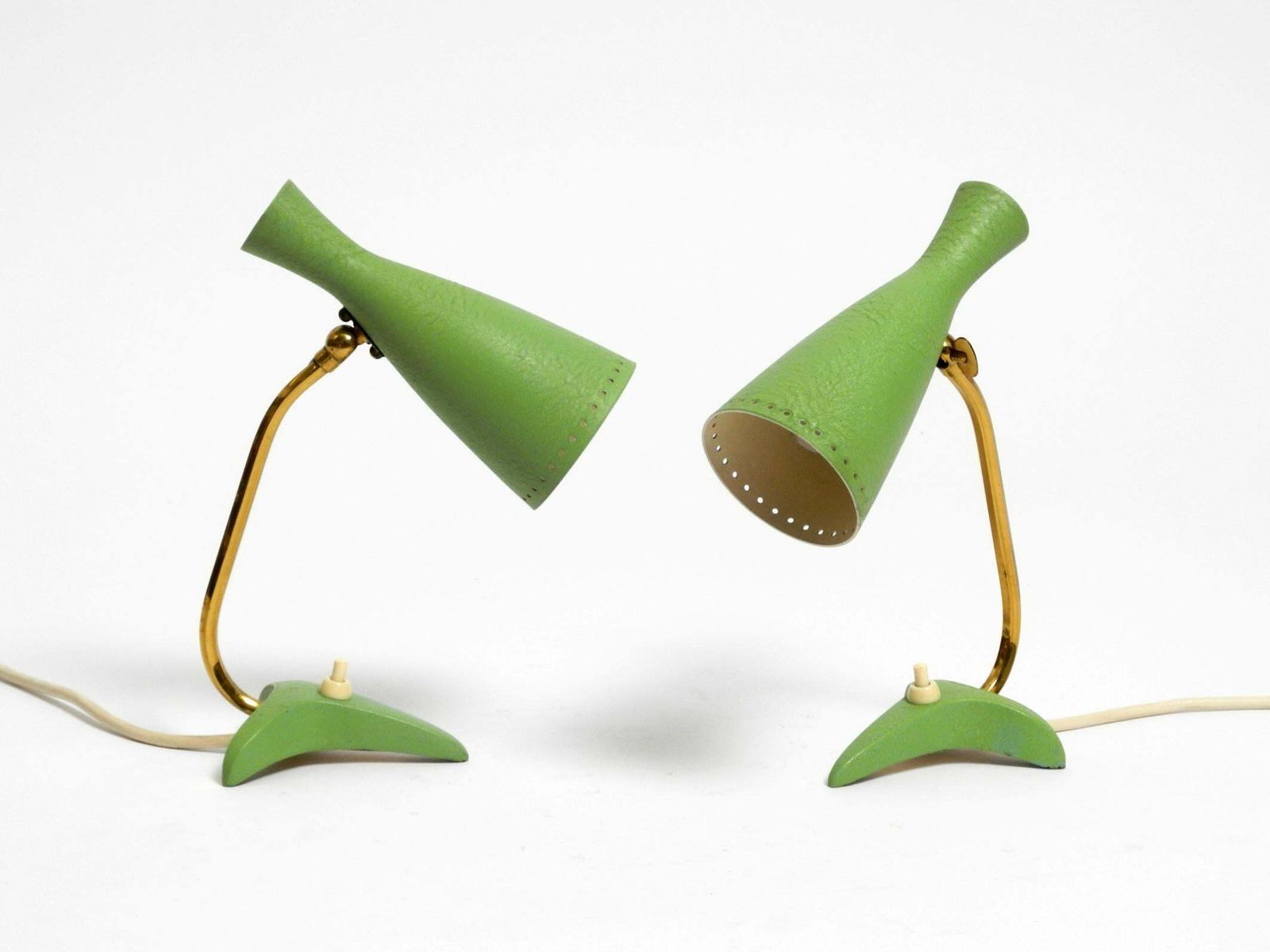 Pair Of Beautiful Green Mid Century Diabolo Crow's Foot Table Lamps From Cosack photo vinterior