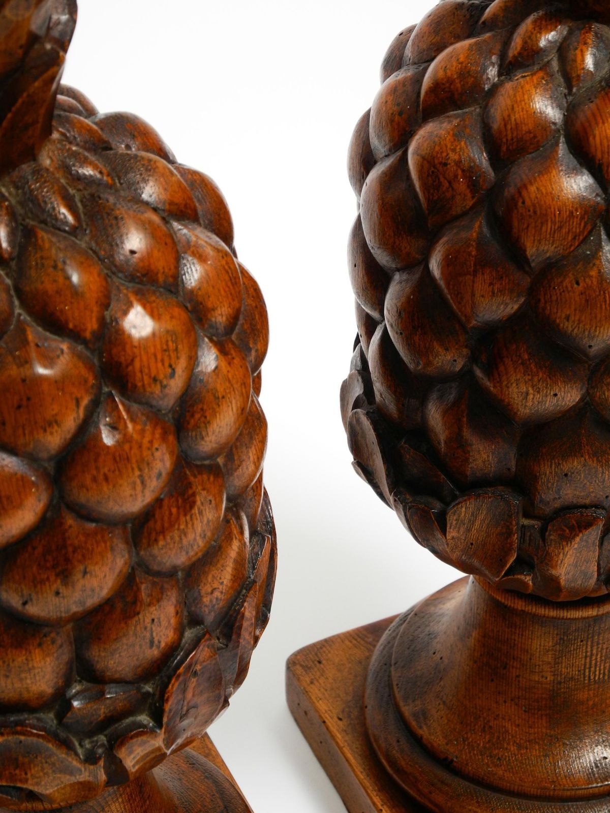 photo buy Pair Of Large Mid Century Modern Pineapple Table Lamps Made Of Stained Pinewood