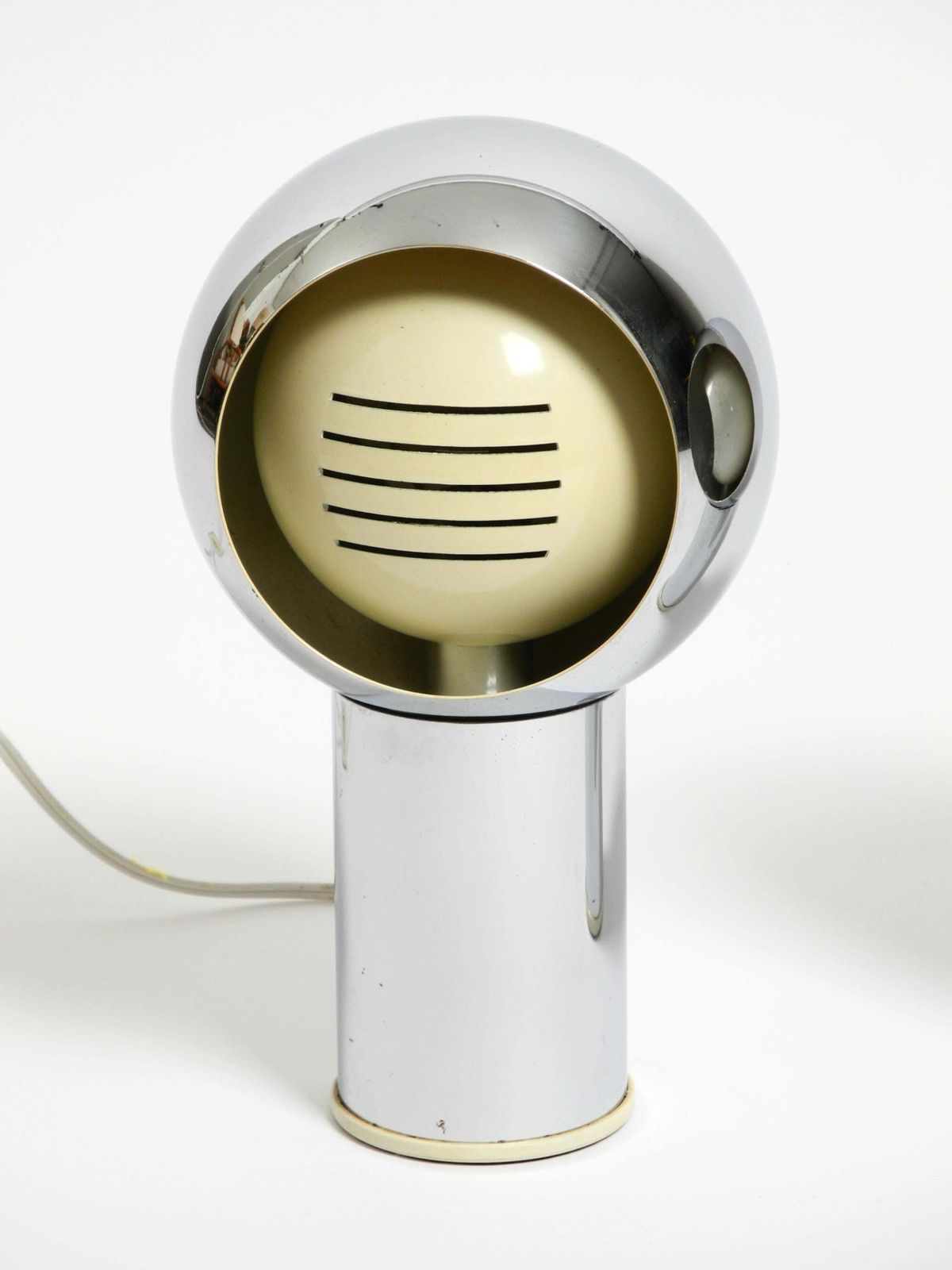 Lighting Pair Of Beautiful Large Mid Century Space Age Chrome Table Lamps   Made In Italy photo