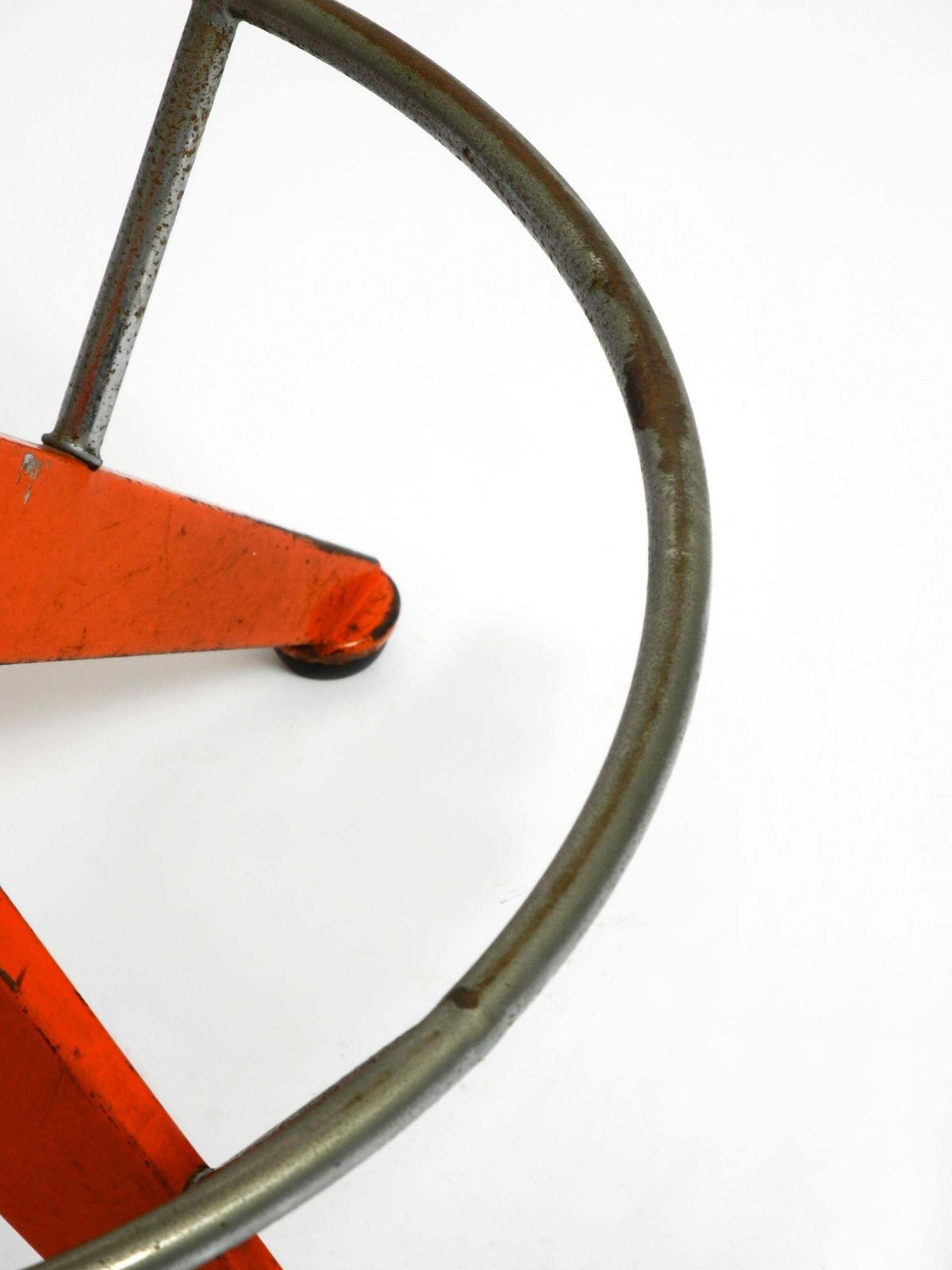 photo buy Rare Solid Italian Mid Century Industrial Metal Stool By Mautren In Rare Orange