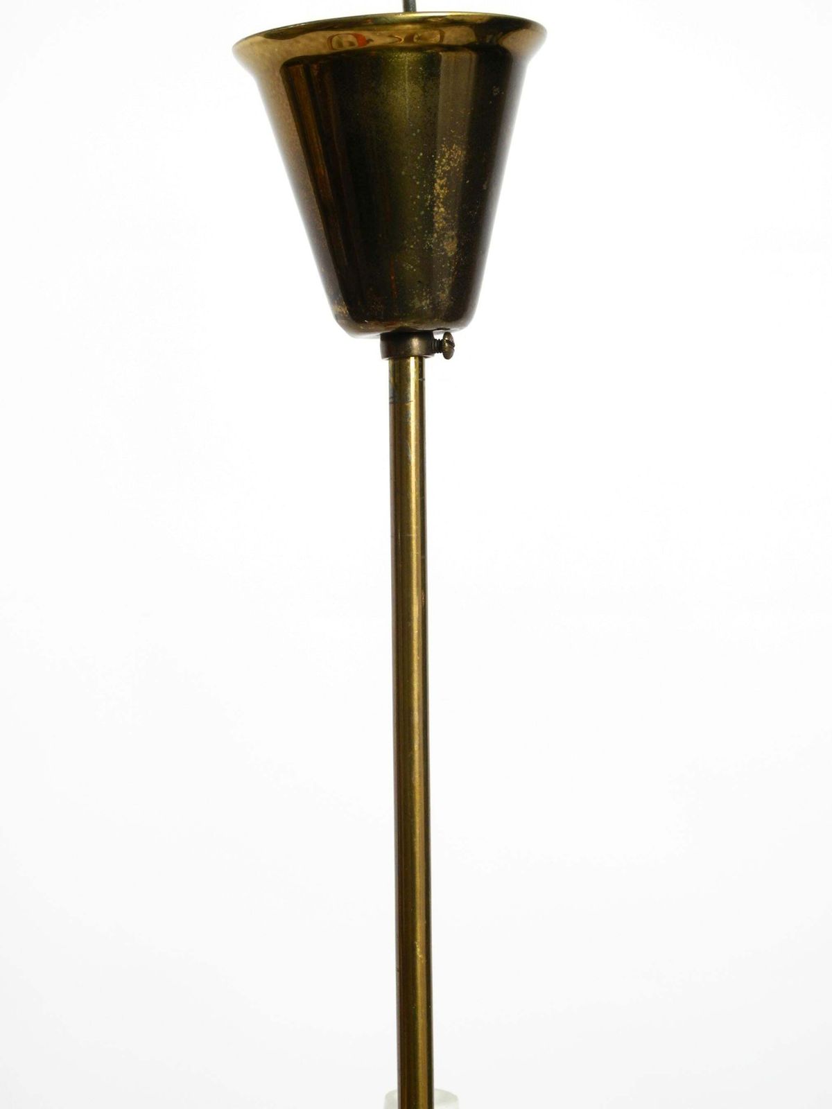 1753.0 Mid Century Brass Ceiling Lamp With Glass And Fabric Shades By J. T. Kalmar photo