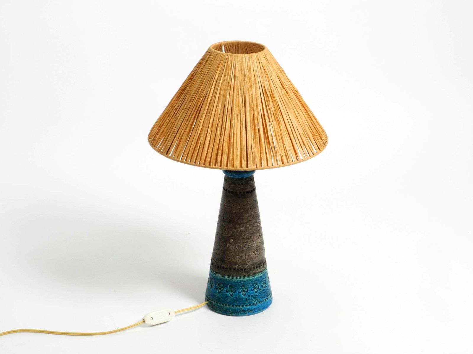 Beautiful 1960s Rimini Blue Ceramic Table Lamp By Aldo Londi For Bitossi Italy photo furniture