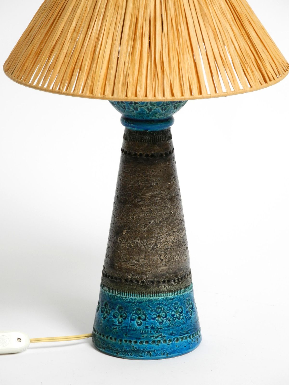 photo buy Beautiful 1960s Rimini Blue Ceramic Table Lamp By Aldo Londi For Bitossi Italy