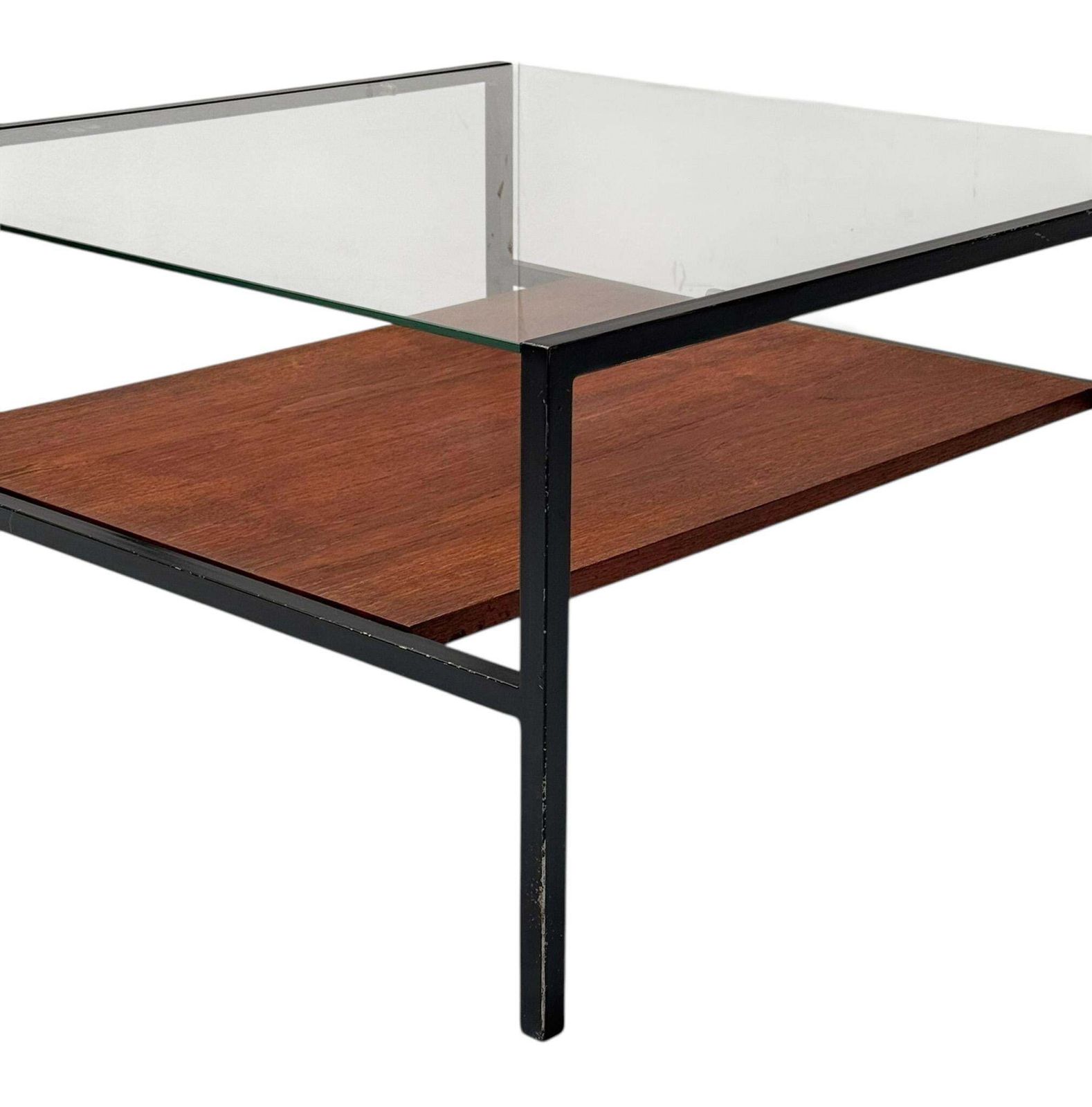 Furniture Mid Century Modern Coffee Table Cees Braakman Style With Glass Top, 1950s photo