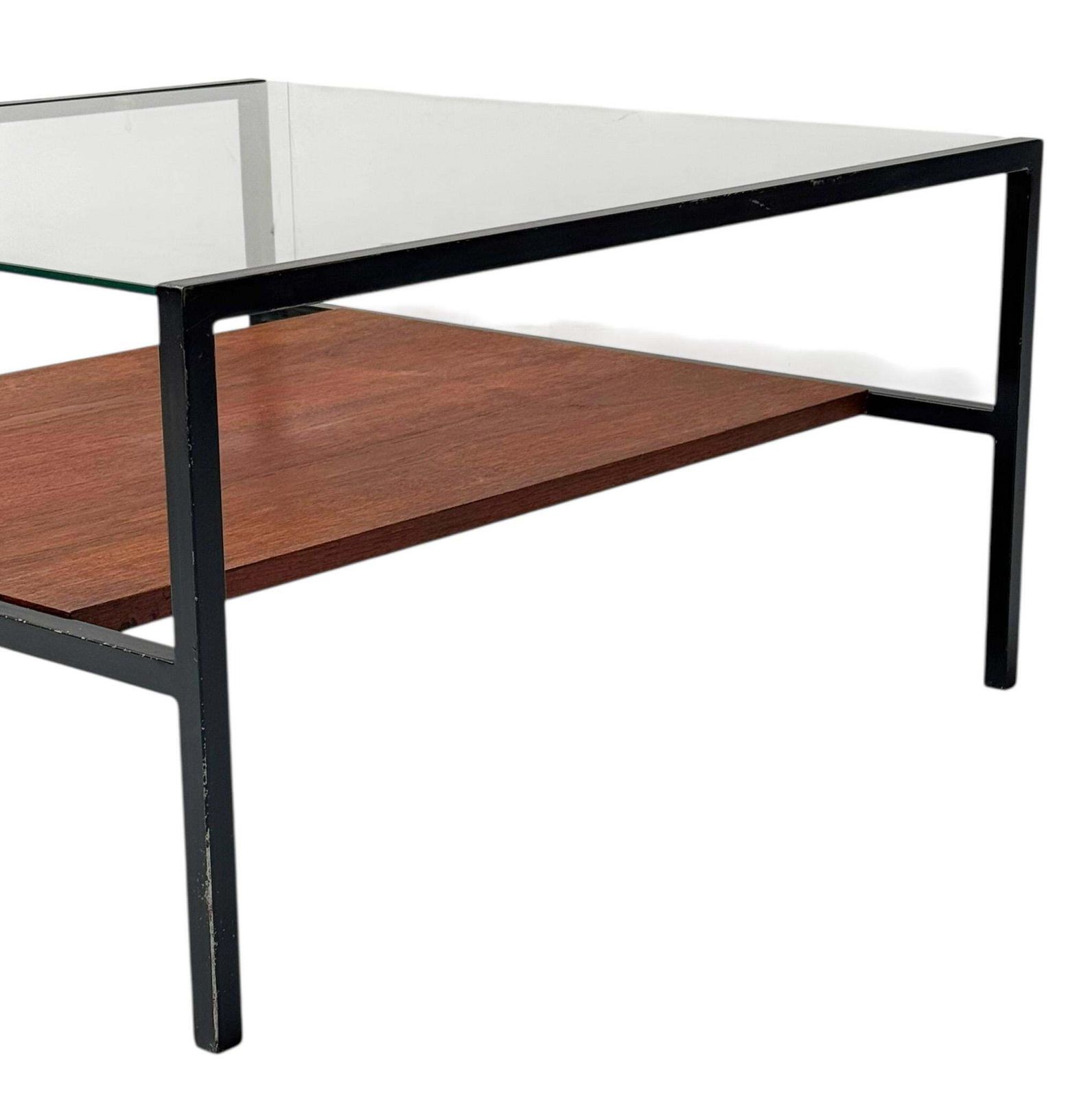 1256.0 Mid Century Modern Coffee Table Cees Braakman Style With Glass Top, 1950s photo