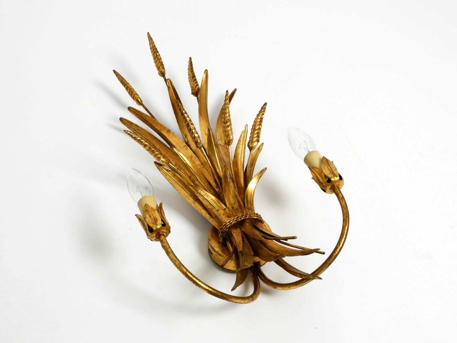 Beautiful Large 70s Gold Plated 2 Armed Metal Wall Lamp By Hans Kögl photo Lighting