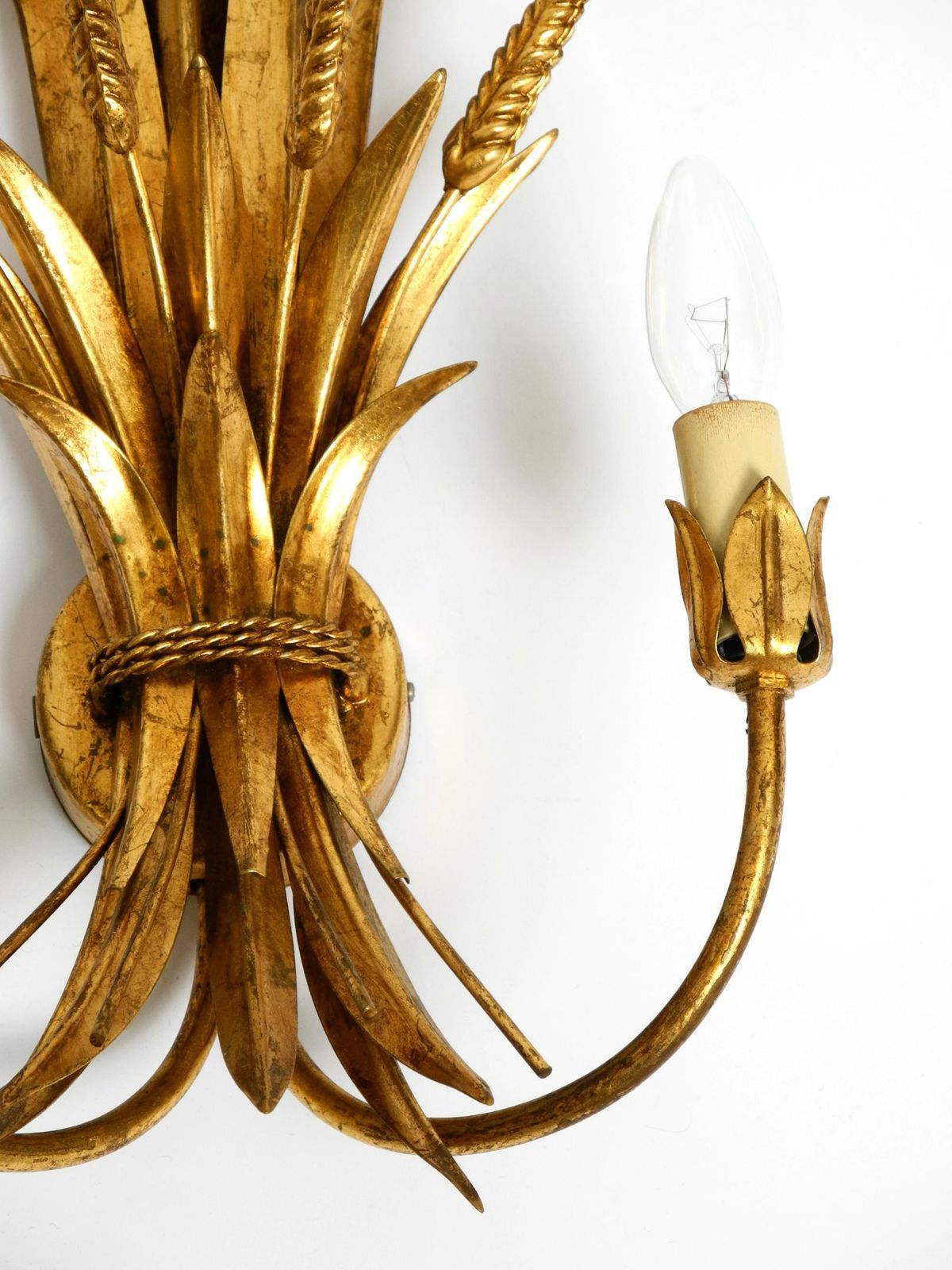 Beautiful Large 70s Gold Plated 2 Armed Metal Wall Lamp By Hans Kögl photo vinterior