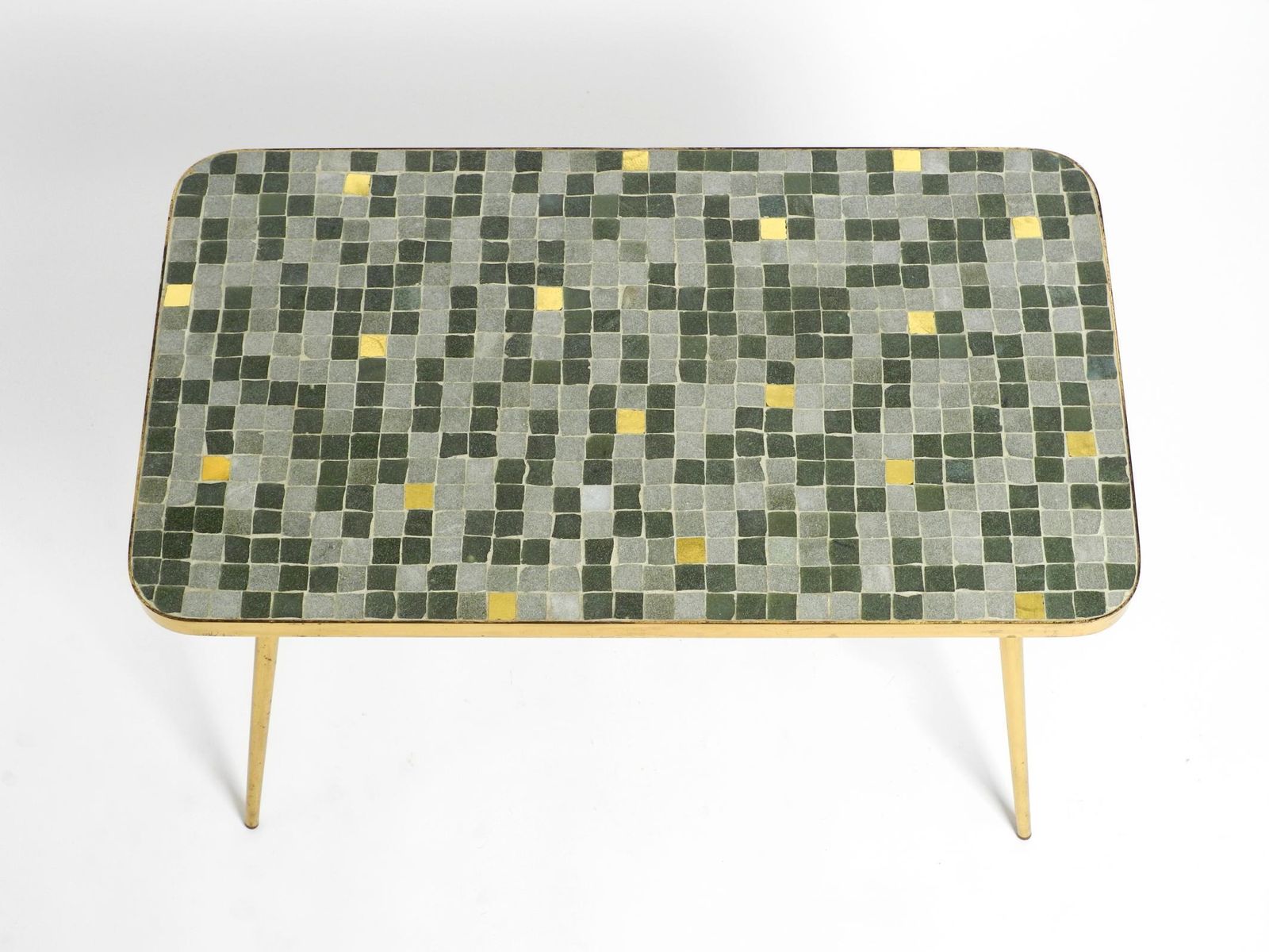 Mid Century Brass Side Table With Mosaic Surface By Münchener Zierspiegel photo Furniture