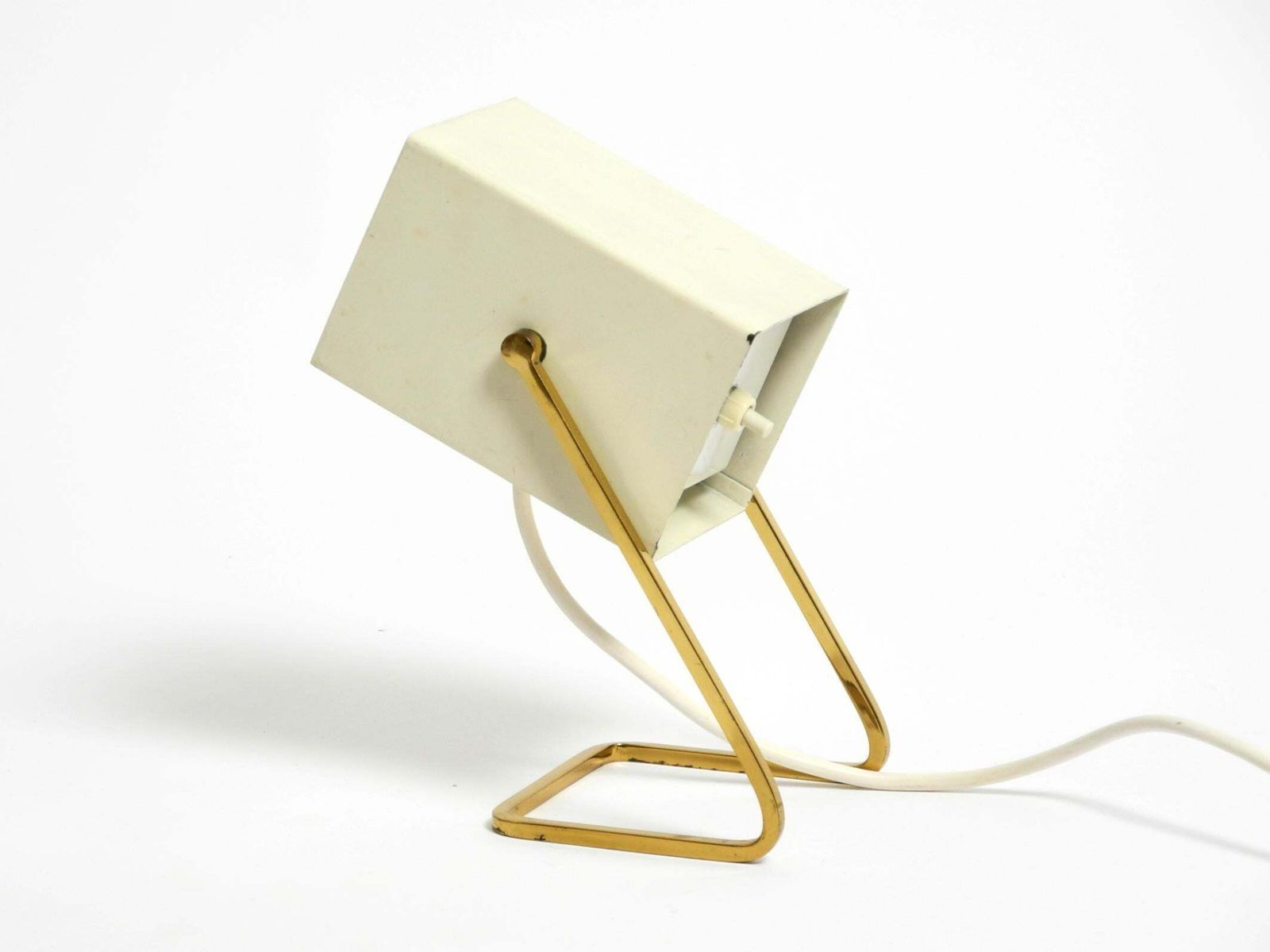 Great Mid Century Modern Metal Bedside Lamp With Brass Base By Kaiser Leuchten photo vintage