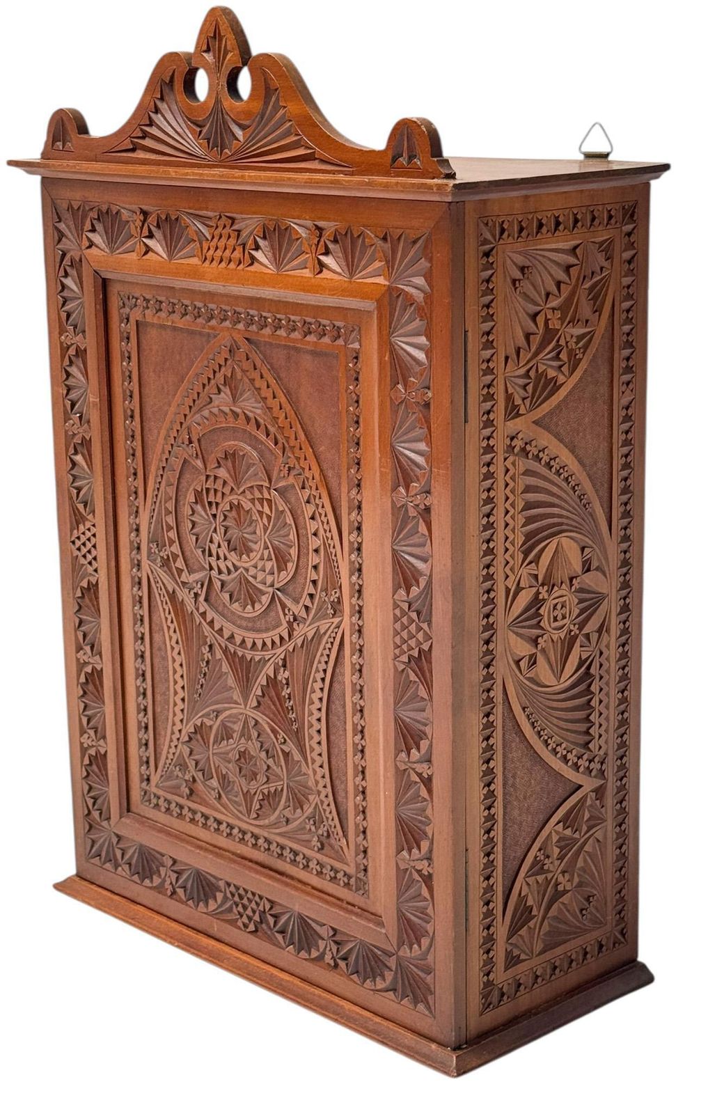 Art Nouveau Arts & Crafts Kerfschnitt Wall Cabinet, 1900s photo vinterior