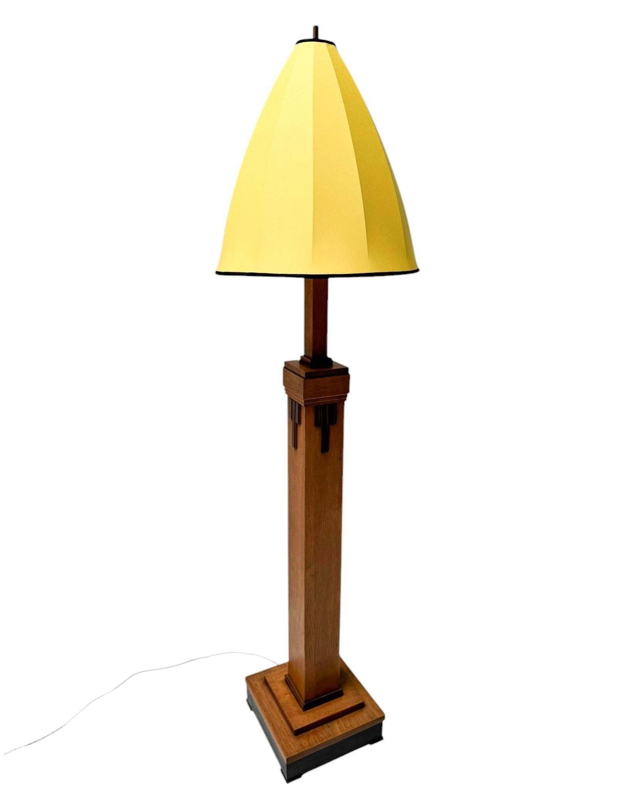 Art Deco Modernist Floor Lamp With Shantung Silk Shade, 1920s photo Lighting