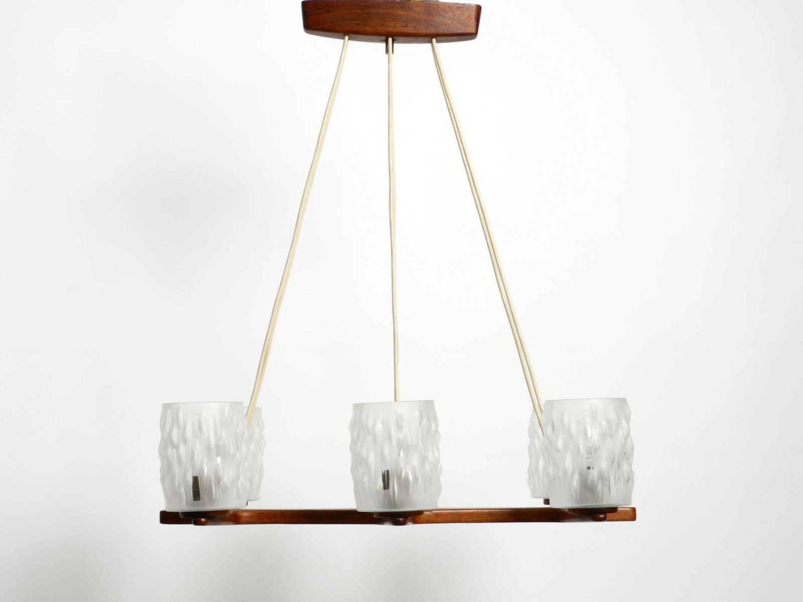 6 Armed Scandinavian 1960s Ceiling Lamp Made Of Teak And With Glass Shades photo 1952.0