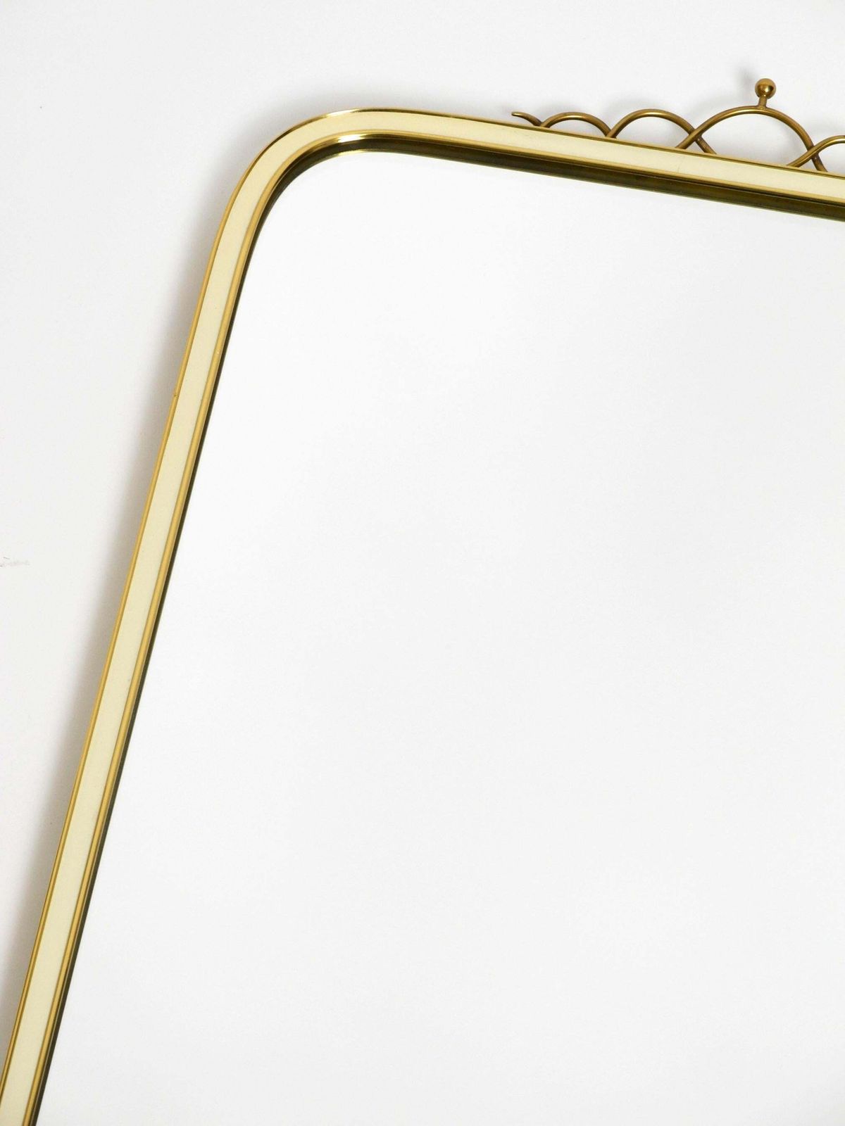 Large Heavy Long Mid Century Brass Wall Mirror By Münchner Zierspiegel photo buy