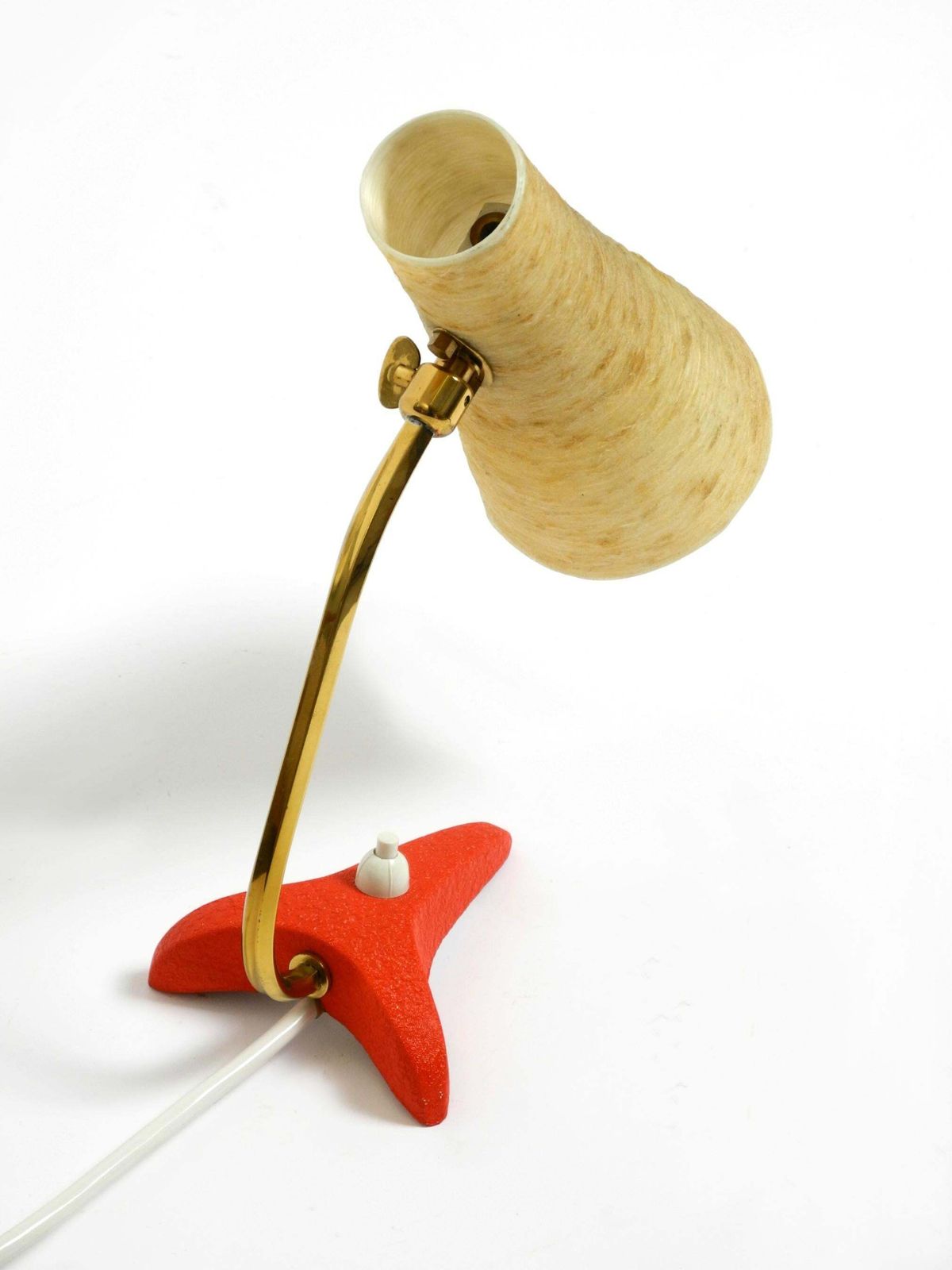 Lighting Small Mid Century Crow's Foot Table Lamp With Fiberglass Lampshade By Cosack photo