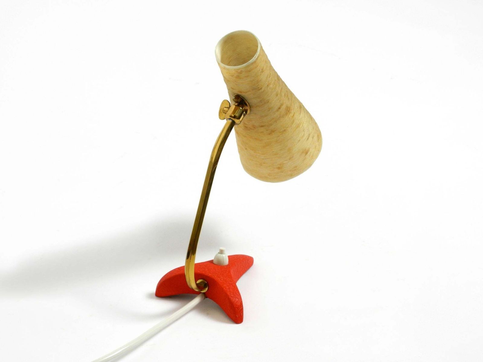 741.0 Small Mid Century Crow's Foot Table Lamp With Fiberglass Lampshade By Cosack photo