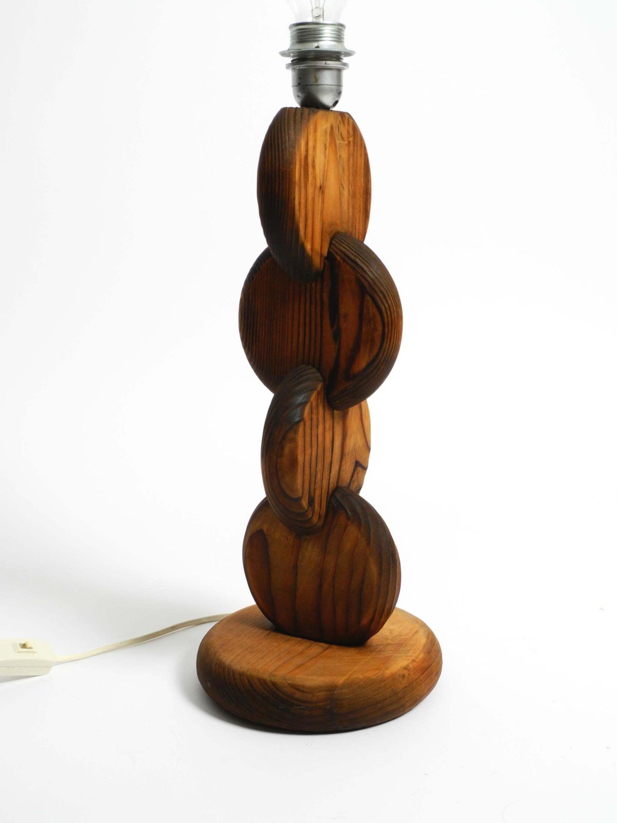 Large Rare Beautiful 1960s Table Lamp By Temde Made Of Pinewood photo 1170.0