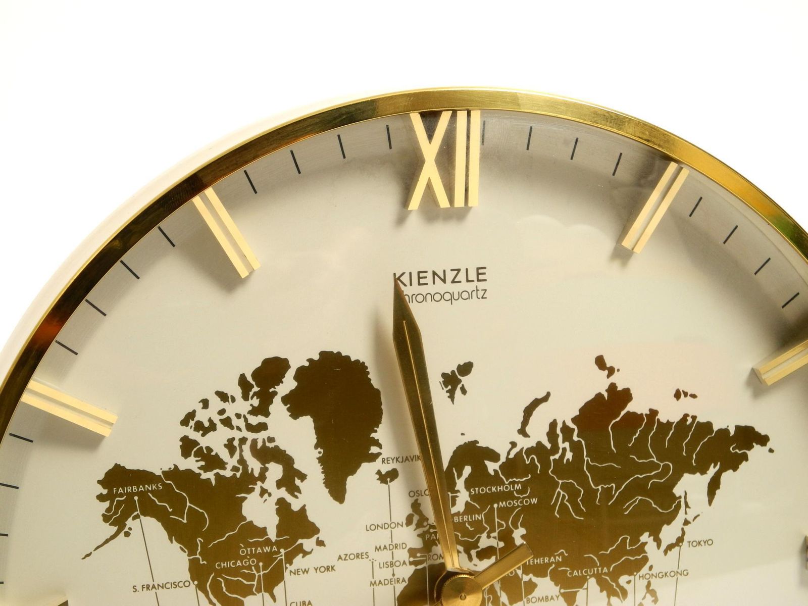 Large Battery Operated Brass World Clock Heinrich Möller For Kienzle From 1978 photo vinterior