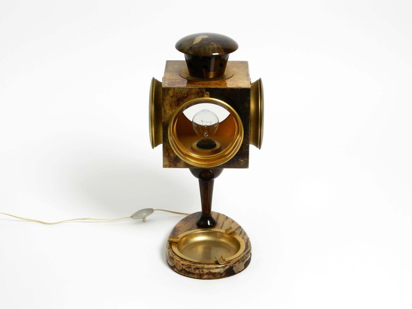 Large Italian Mid Century Table Lamp By Aldo Tura Designed Like A Lantern photo Lighting