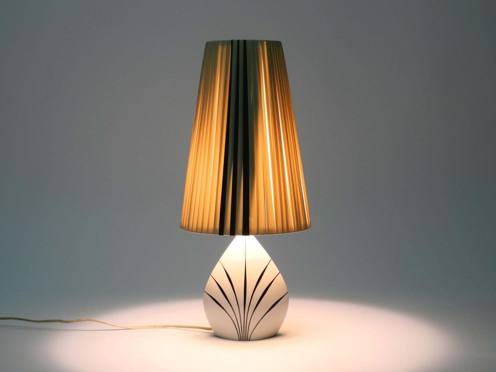 Beautiful Mid Century Table Lamp Made Of Ceramic And Plastic Shade By Alka Kunst photo Lighting