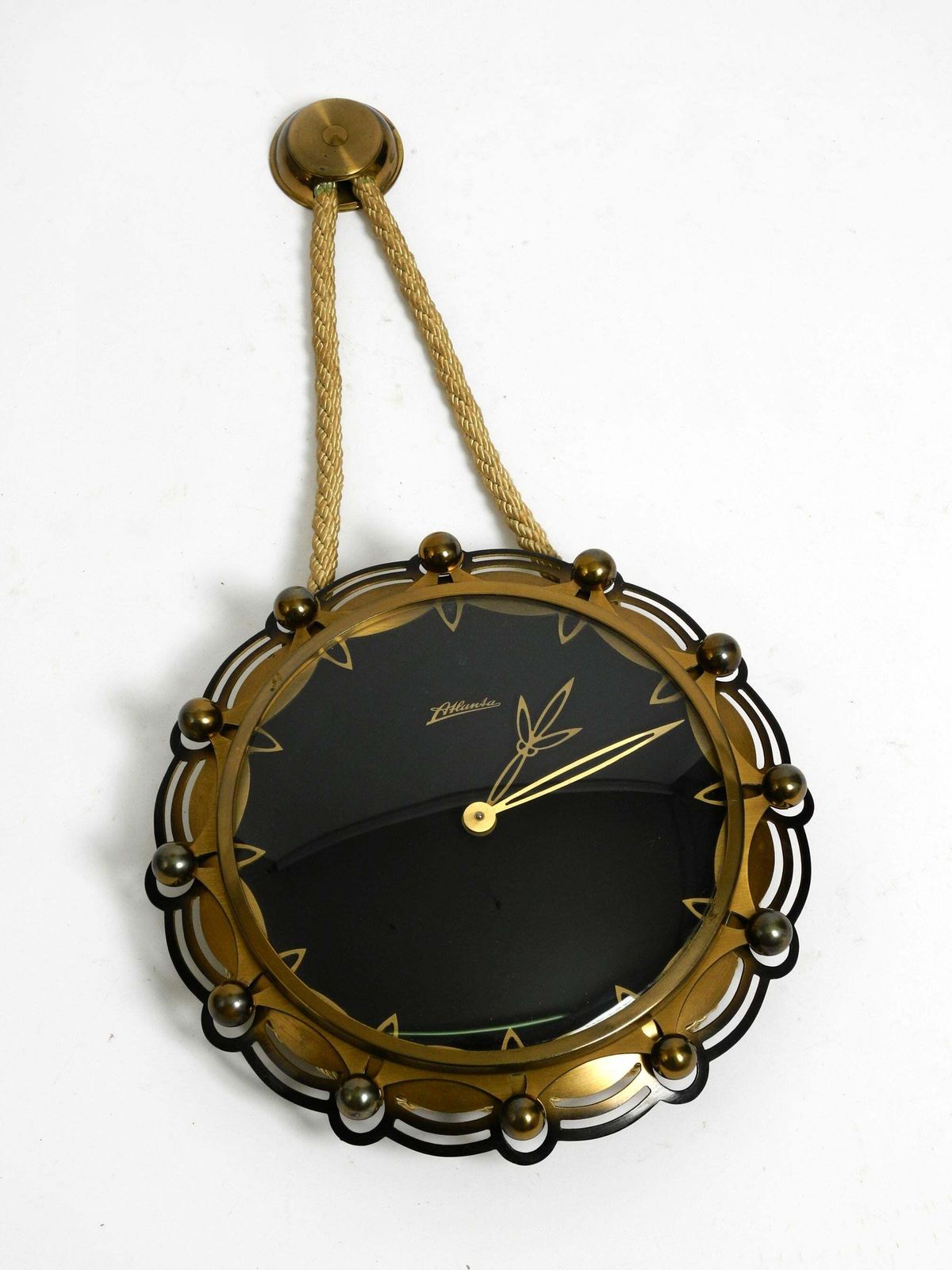 1950s Mechanical Atlanta Wall Clock With A 10 Day Movement And A Gong Strike photo for sale