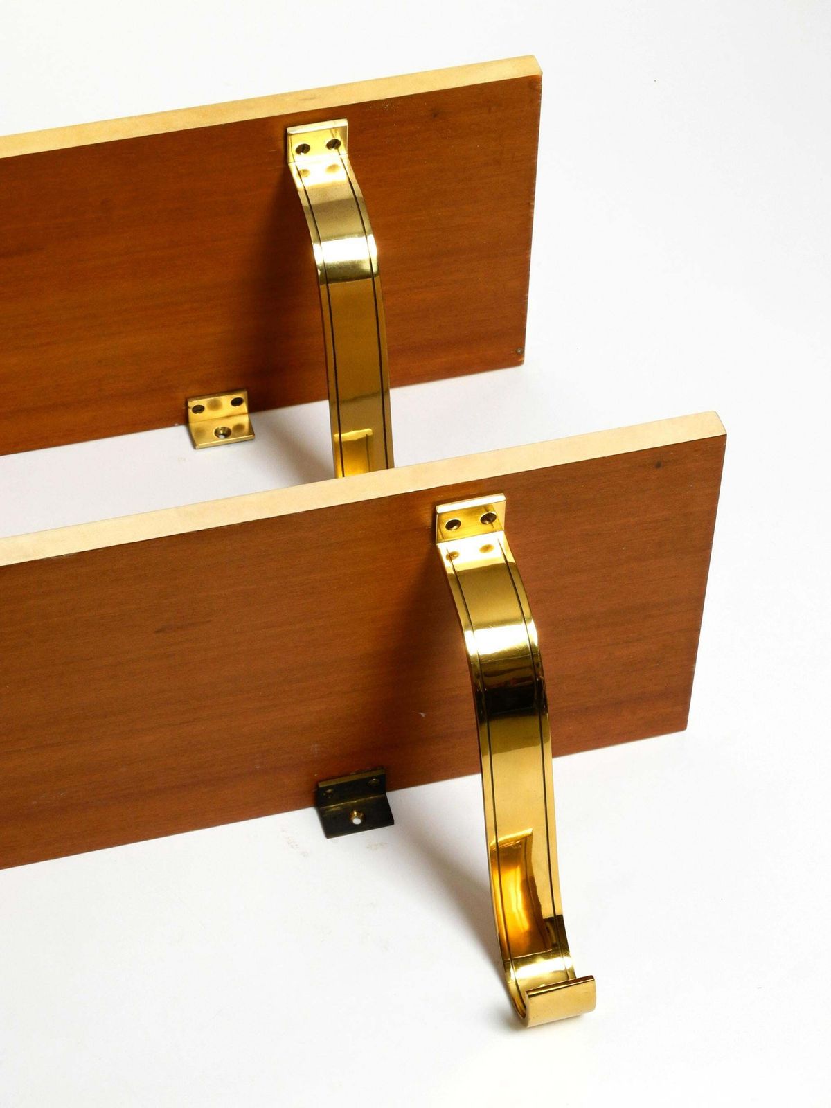 photo for sale Two Beautiful, Very Rare 1960s Large Aldo Tura Shelves Made Of Wood And Goatskin