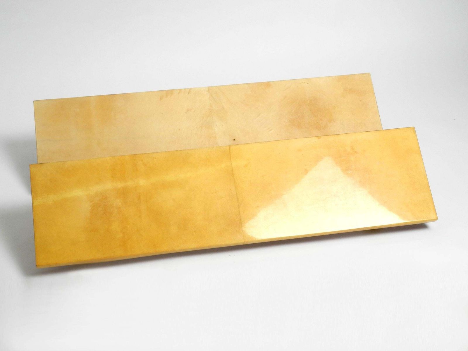 1833.0 Two Beautiful, Very Rare 1960s Large Aldo Tura Shelves Made Of Wood And Goatskin photo