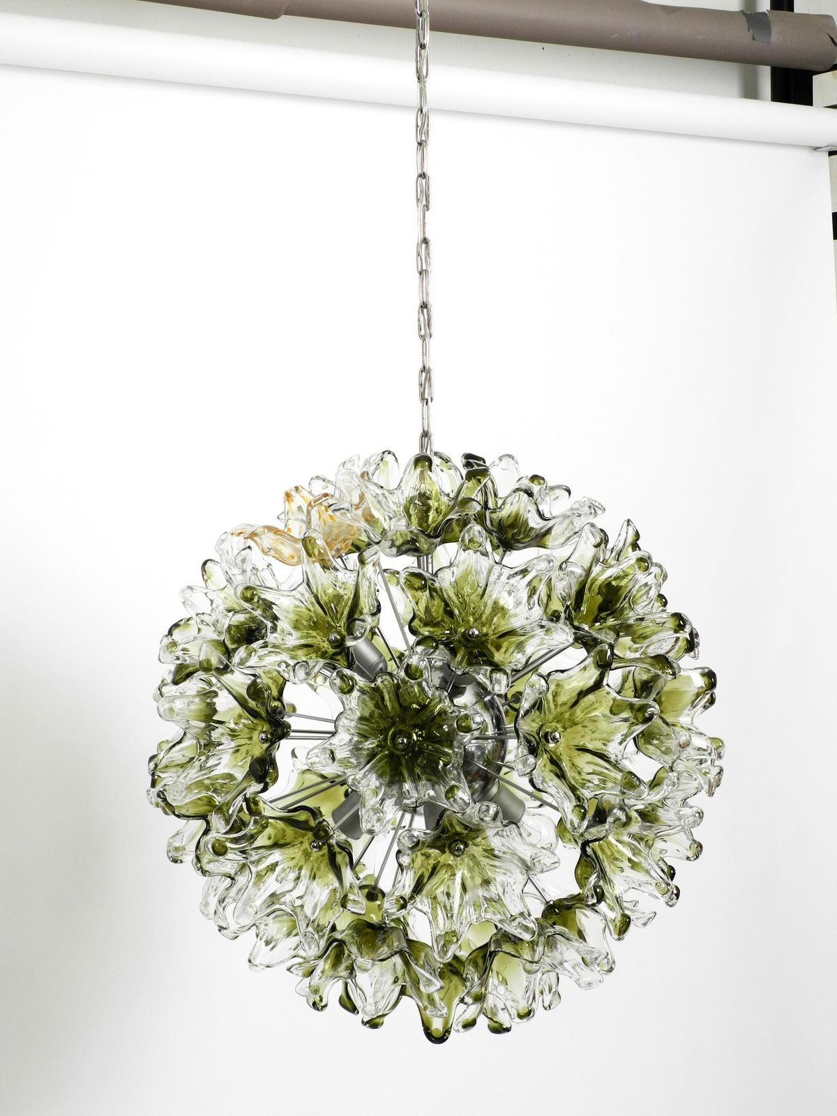 Large Unique Italian Xxl 1960s Pendant Lamp With Murano Glass Flowers By Veart photo Lighting