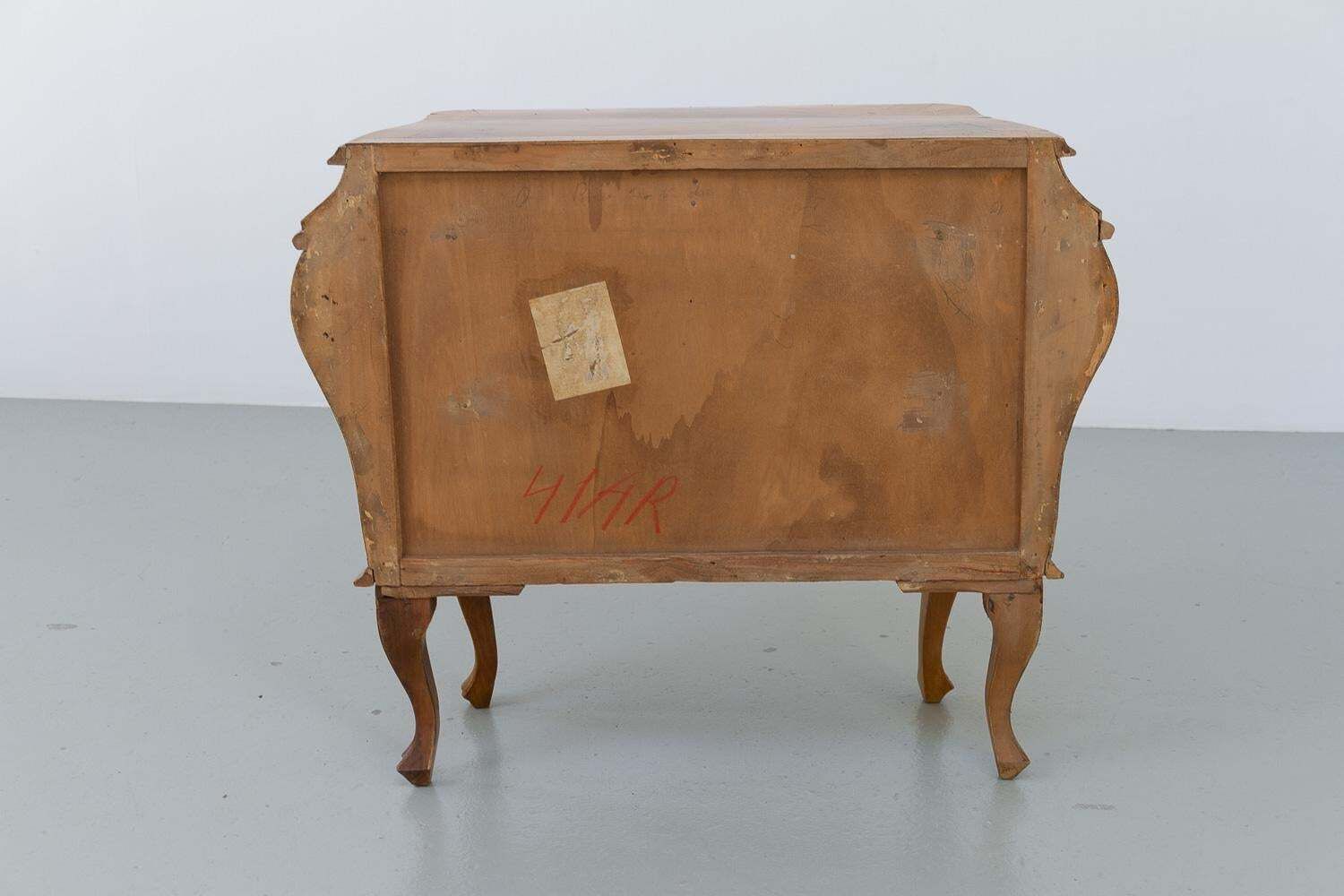 Furniture Italian Olive Wood Bombe Chest Of Drawers Rococo Style, 1950s. photo