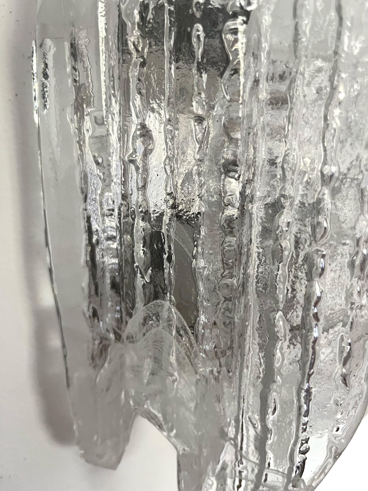 Italian Mid Century White Clear Murano Glass Wall Sconce By Mazzega, 1970s photo 711.0
