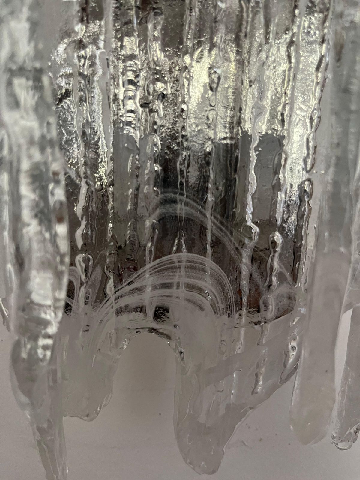 photo furniture Italian Mid Century White Clear Murano Glass Wall Sconce By Mazzega, 1970s