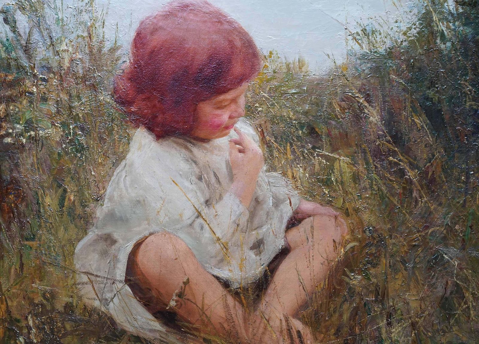 Charles Simsportrait Of Alan Sims With Bird Nest   British Edwardian Art Oil Paintingcirca 1910 photo for sale