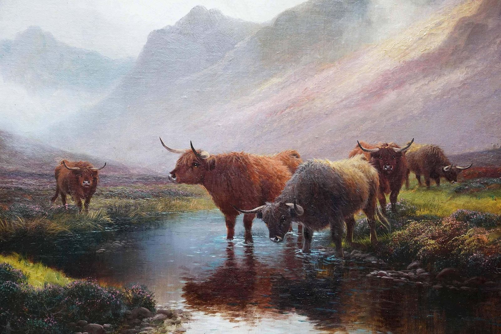 Henry Robinson Hallhighland Cattle Glen Sannox Arran   British Victorian Art Landscape Oil Paintingcirca 1900 photo for sale